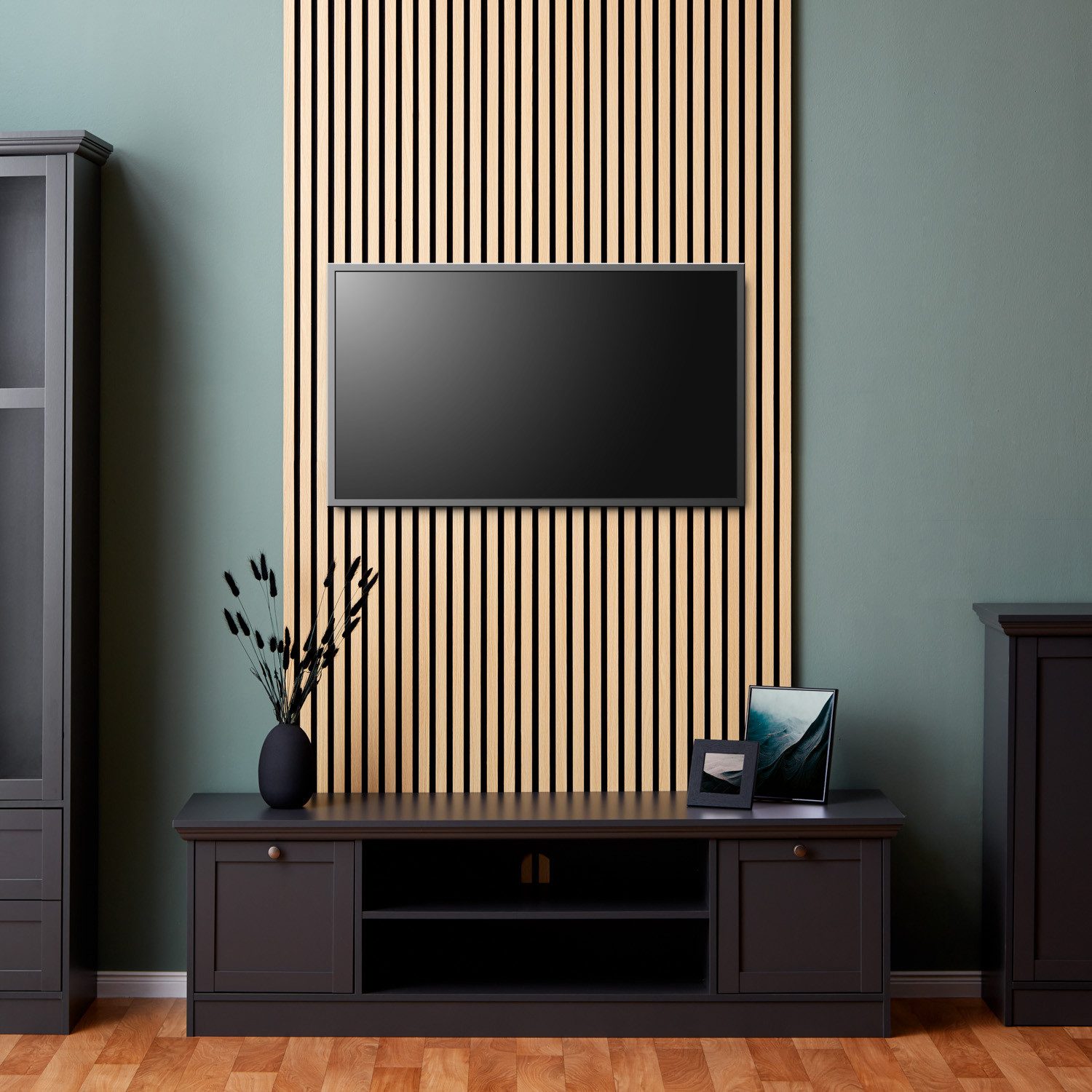 Homestyle4u Akustikpaneele Holz Grau 60x60 cm 4er Set Wandpaneele Paneele 2 günstig online kaufen