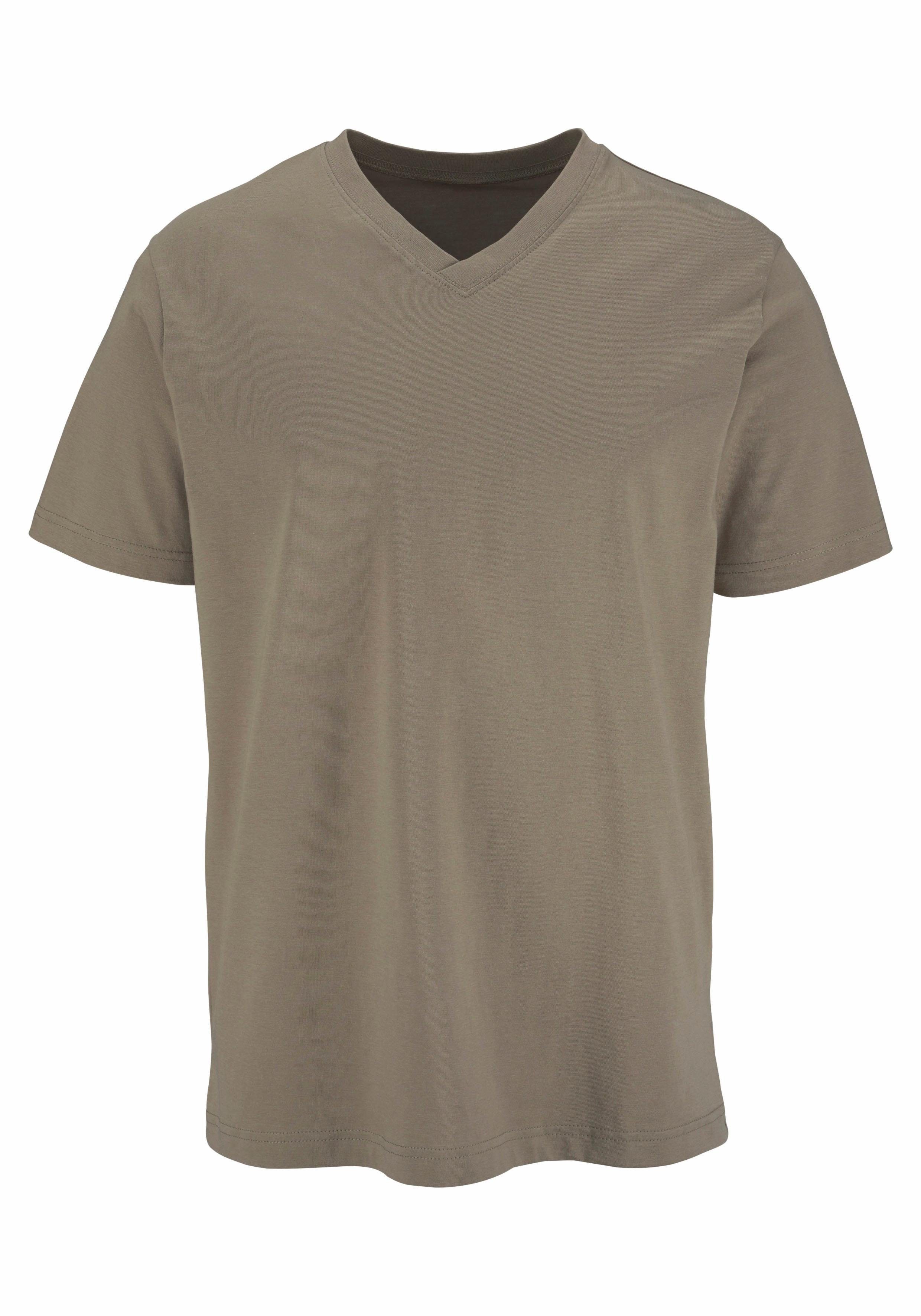 H.I.S T-Shirt mit V-Ausschnitt, V-neck, Unterziehshirt (3er-Pack) unifarben, V-neck, aus Baumwolle