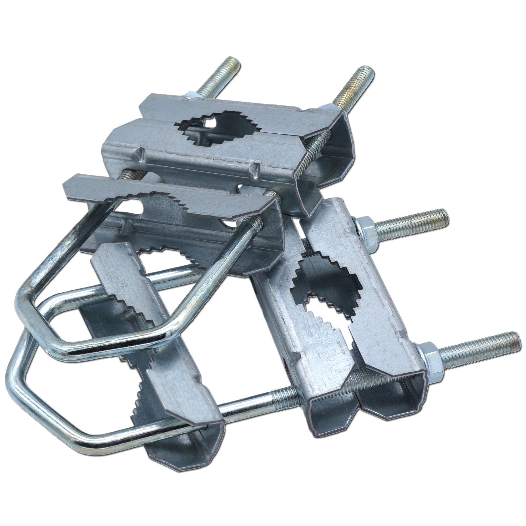 EasyMount SAT-Halterung SET 2x Universal Doppel-Schelle Mastschelle 18-HQ - Masthalterung