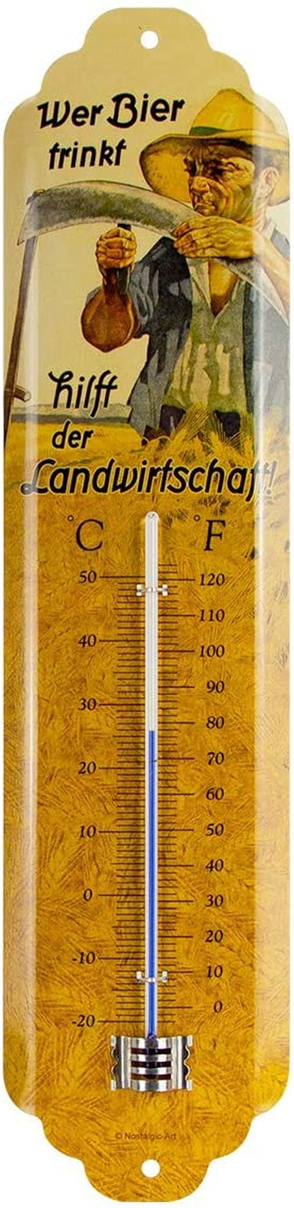 Nostalgic-Art Raumthermometer Retro Metall-Thermometer Innen Aussen Analog  - Wer Bier trinkt