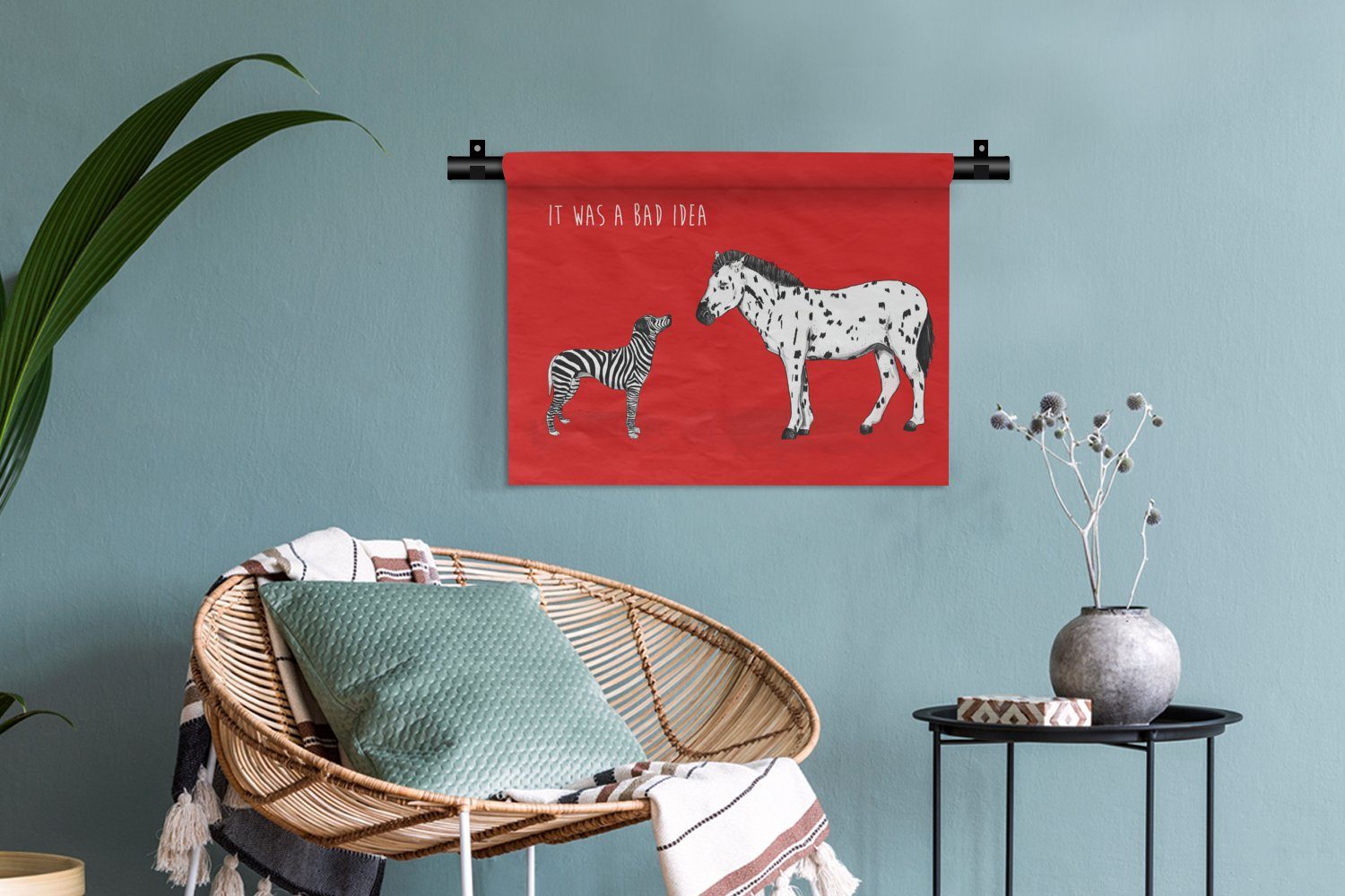 Wanddekoobjekt - - eine - Hund MuchoWow Kinderzimmer Schlafzimmer, Es war Wohnzimmer, - Zitate für Kleid, schlechte Pferd, Wandbehang, Idee Zebra Wanddeko