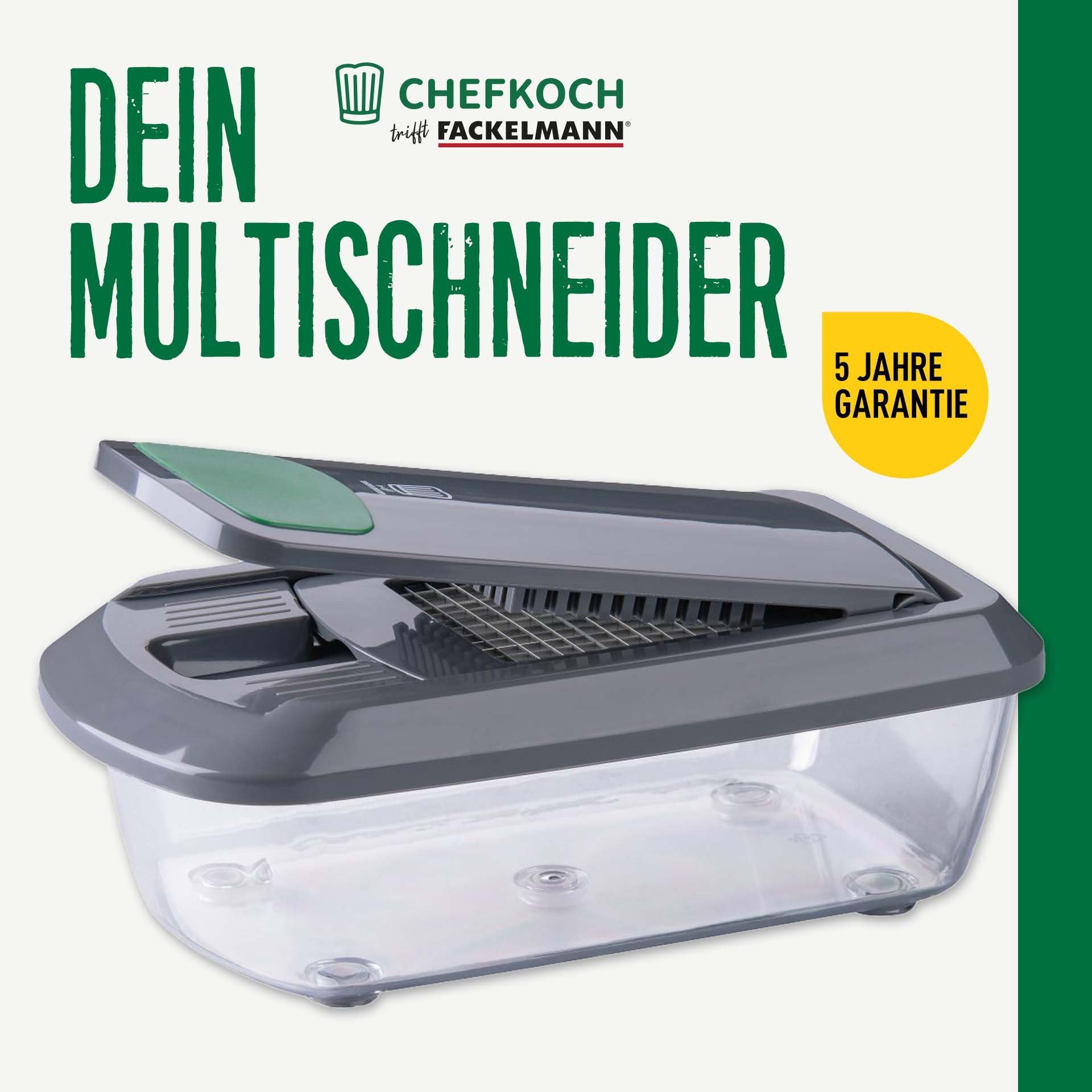 Chefkoch trifft Fackelmann Gemüseschneider Mehrzweck Gemüseschneider 16-Teilig –Multi-Tool für die Küche