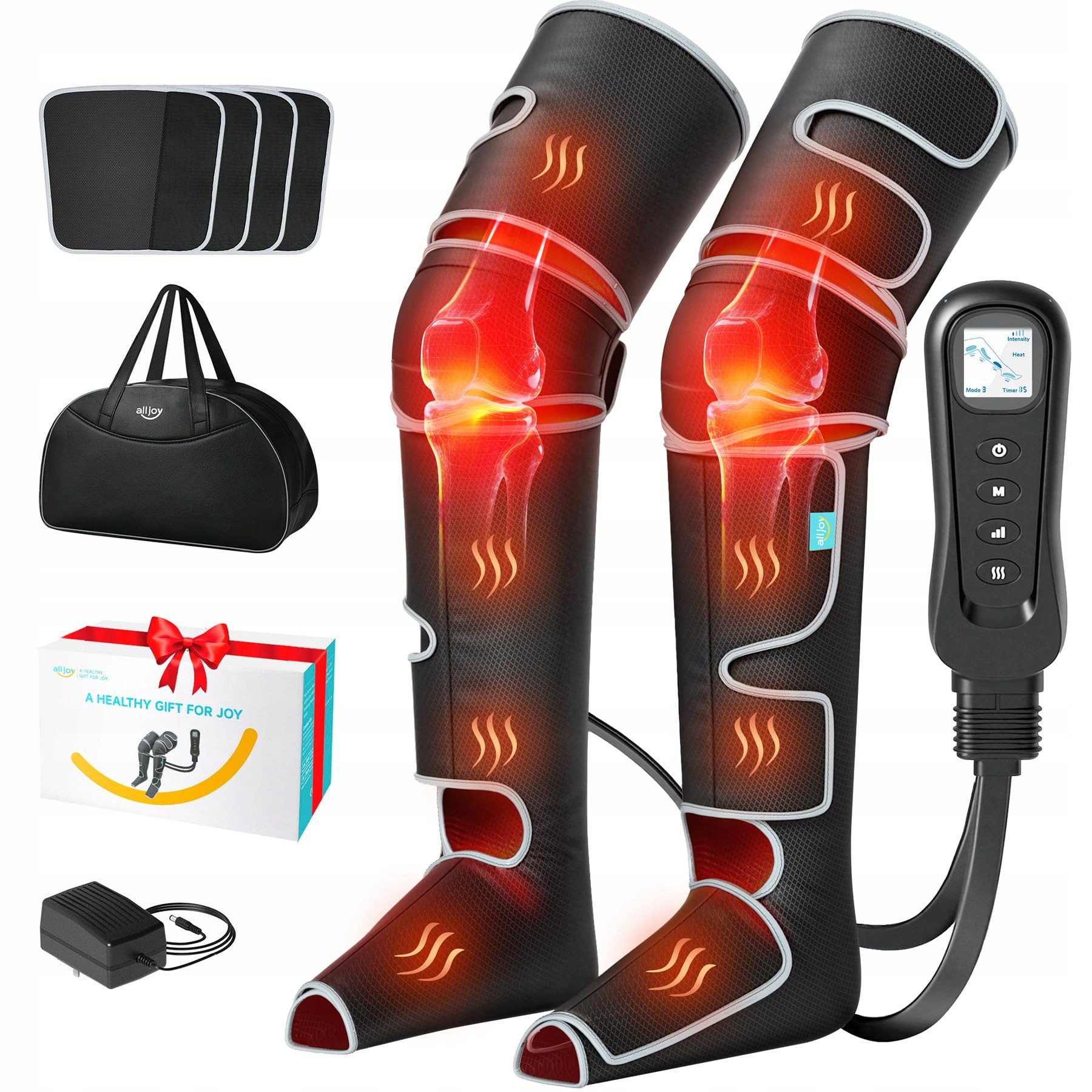 ALLJOY Massagegerät Pressotherapie,Lymphdrainage Gerät,drenaż limfatyczny,Kompressions, Set, Erholungs‑Massagestiefel für Beine, 5 voreingestellte Luft‑Kompressions‑Massagemodi,Waden und Füße