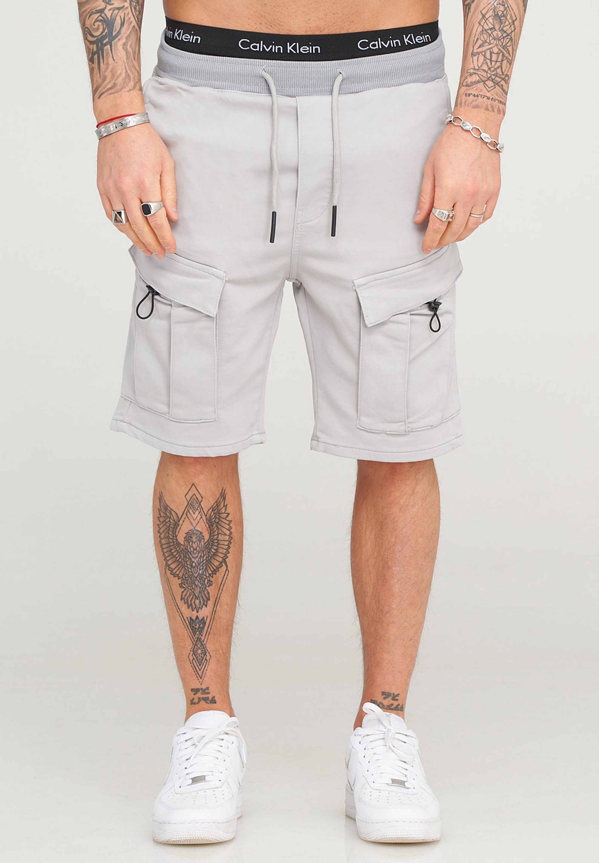 behype Cargoshorts Kurze Hose für Herren im Regular-Fit Mit Gummibund & Tunnelzug - Sommer-Shorts Bermuda
