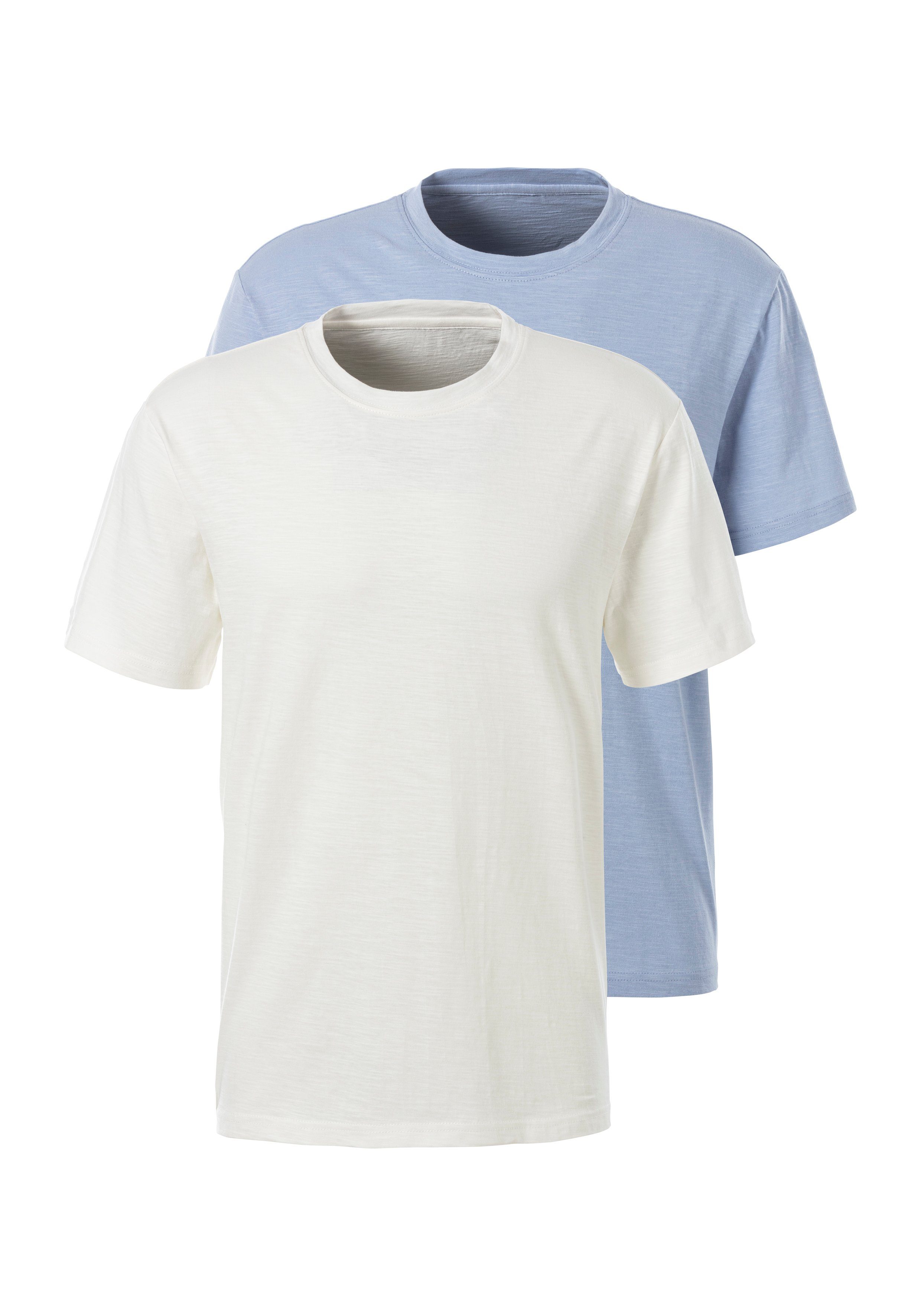 John Devin T-Shirt mit Slub-Garn Struktur (Packung, 2-tlg., 2er-Pack) aus l günstig online kaufen