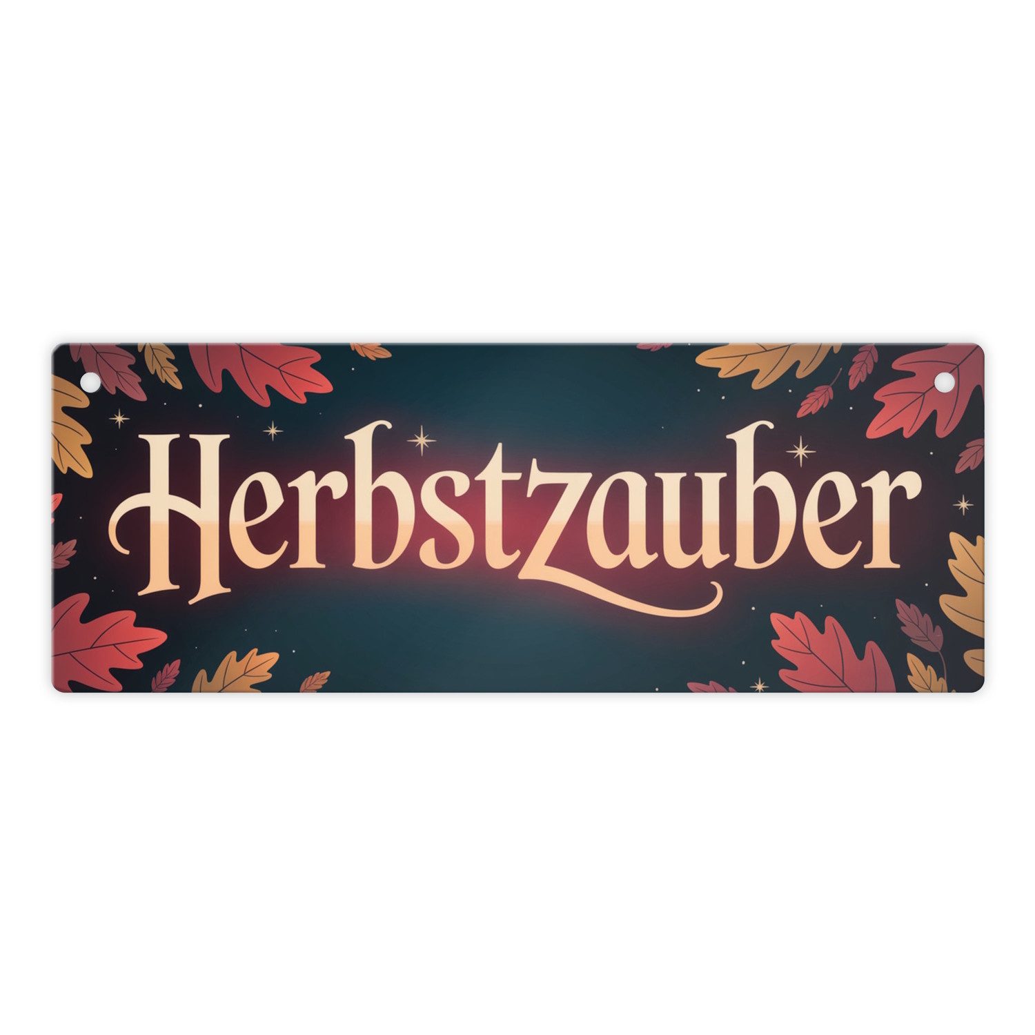 speecheese Metallschild Herbstzauber Metallschild mit bunten Blättern
