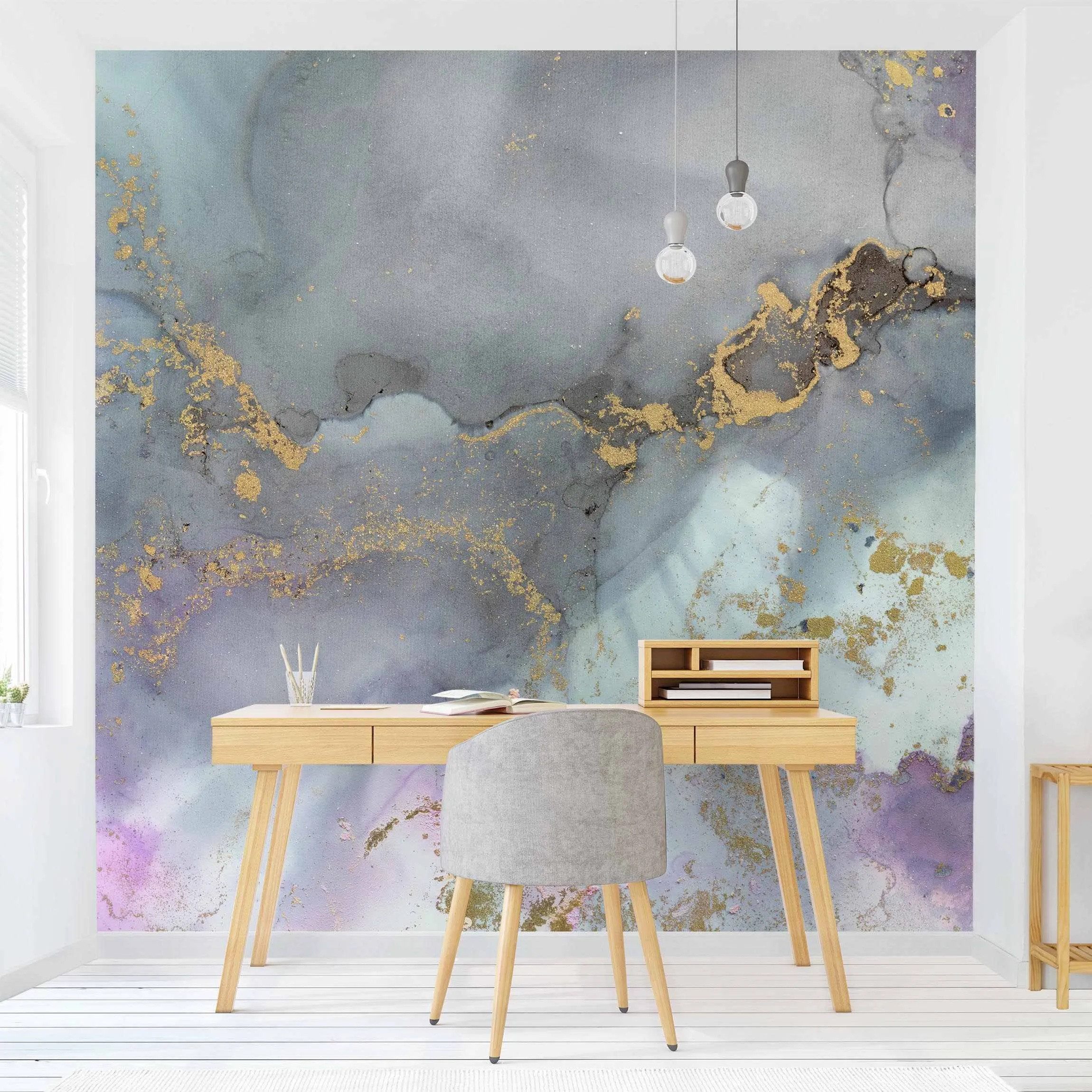 Bilderdepot24 Vliestapete Abstrakt Marmor Regenbogen Gold Tapete Wanddeko M günstig online kaufen