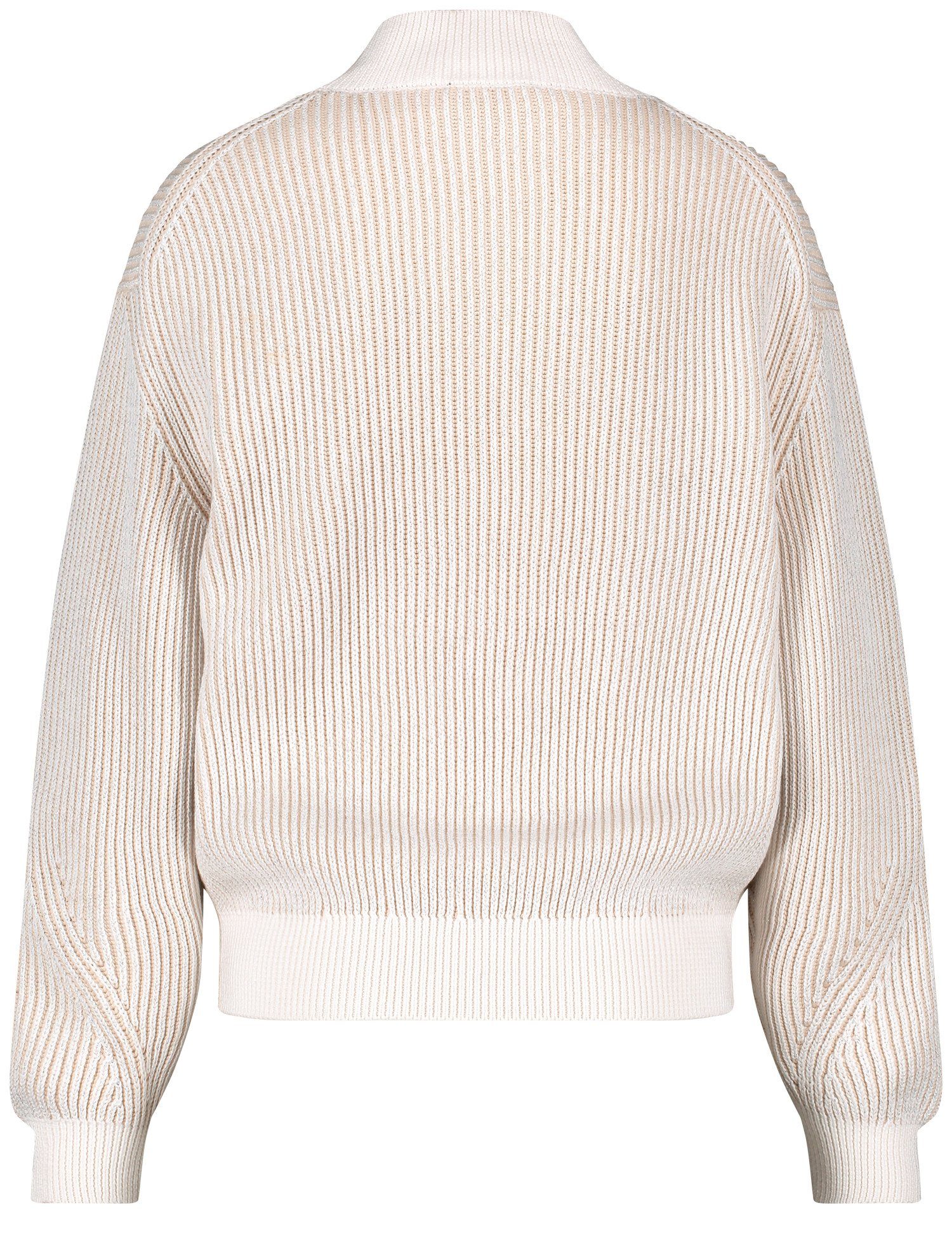 Rundhalspullover gemustert Offwhite mit Rippstrick-Pullover Glitzer-Effekt Taifun