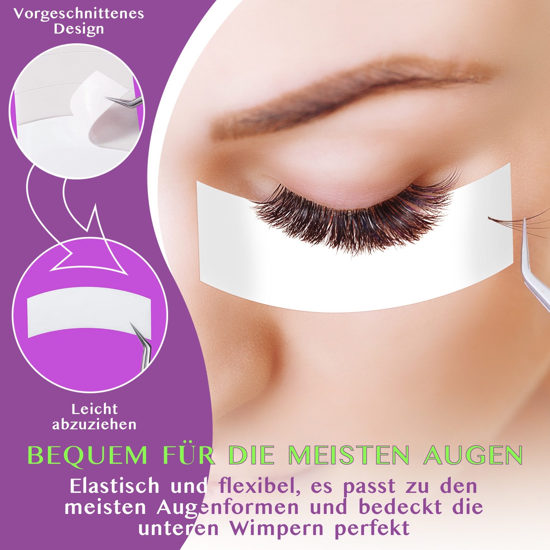 ALIVER Augenpads Wimpernverlängerung Eyepads Lashes fusselfrei 125 Stück Box, Augenpads