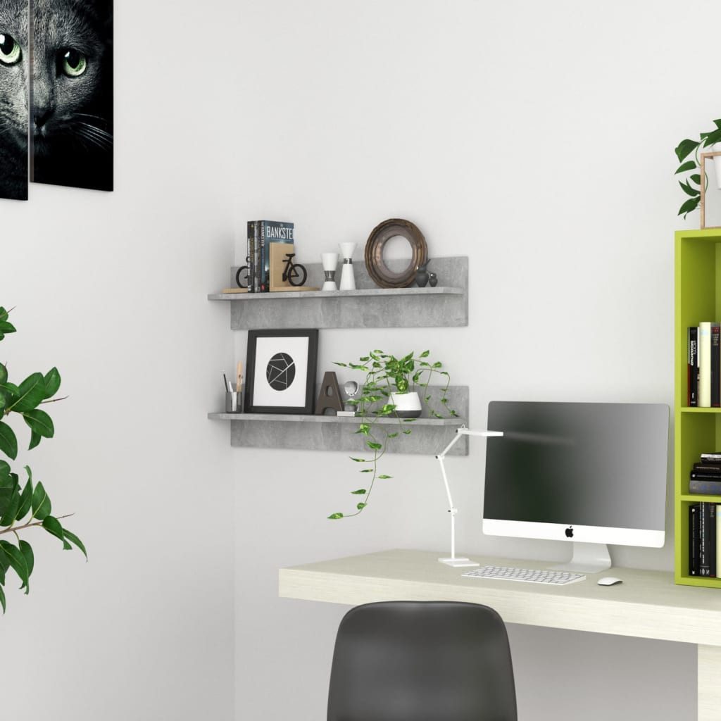 vidaXL Wandregal Wandregale 2 Stk Betongrau günstig online kaufen