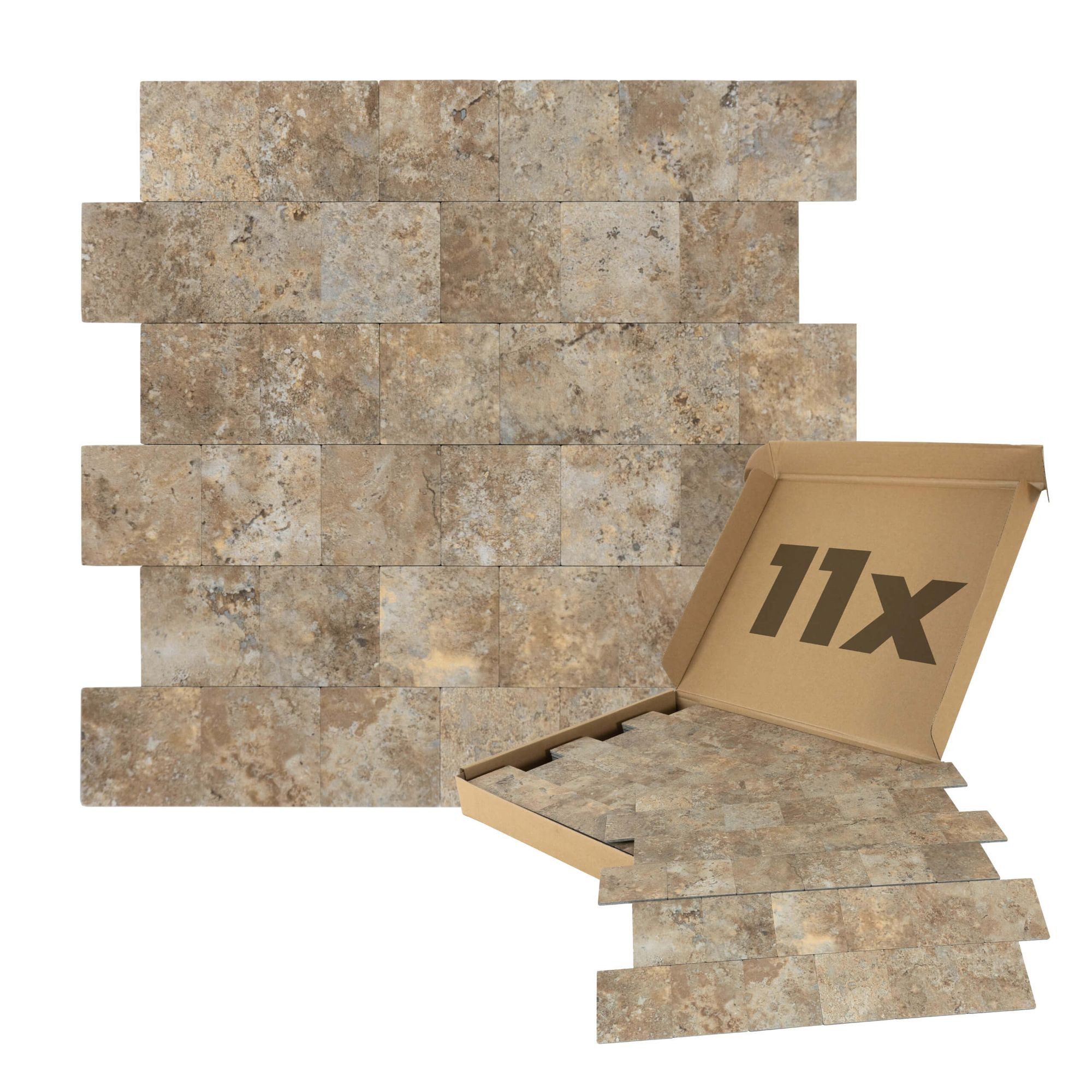 Dalsys Wandpaneel 1m² 11 Stück selbstklebend, BxL: 30.6x30.6 cm, (Beige Steinoptik, 11-tlg., Wandfliese) feuchtigskeitsbeständig, einfach montiert, hochwertiges Material