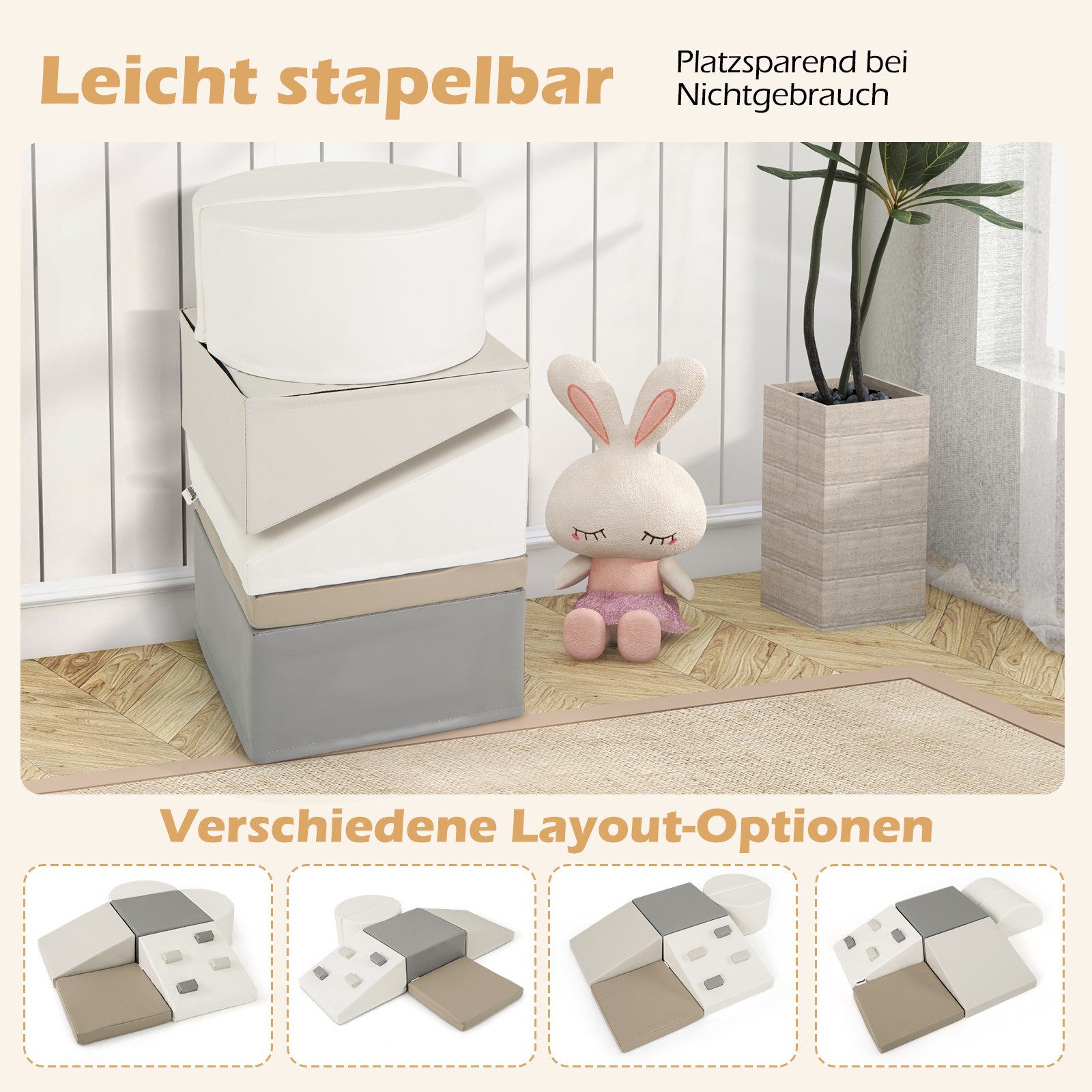 COSTWAY Spielbausteine, (6 St), Kinder Schamstoff Bausteine ab 1 Jahr