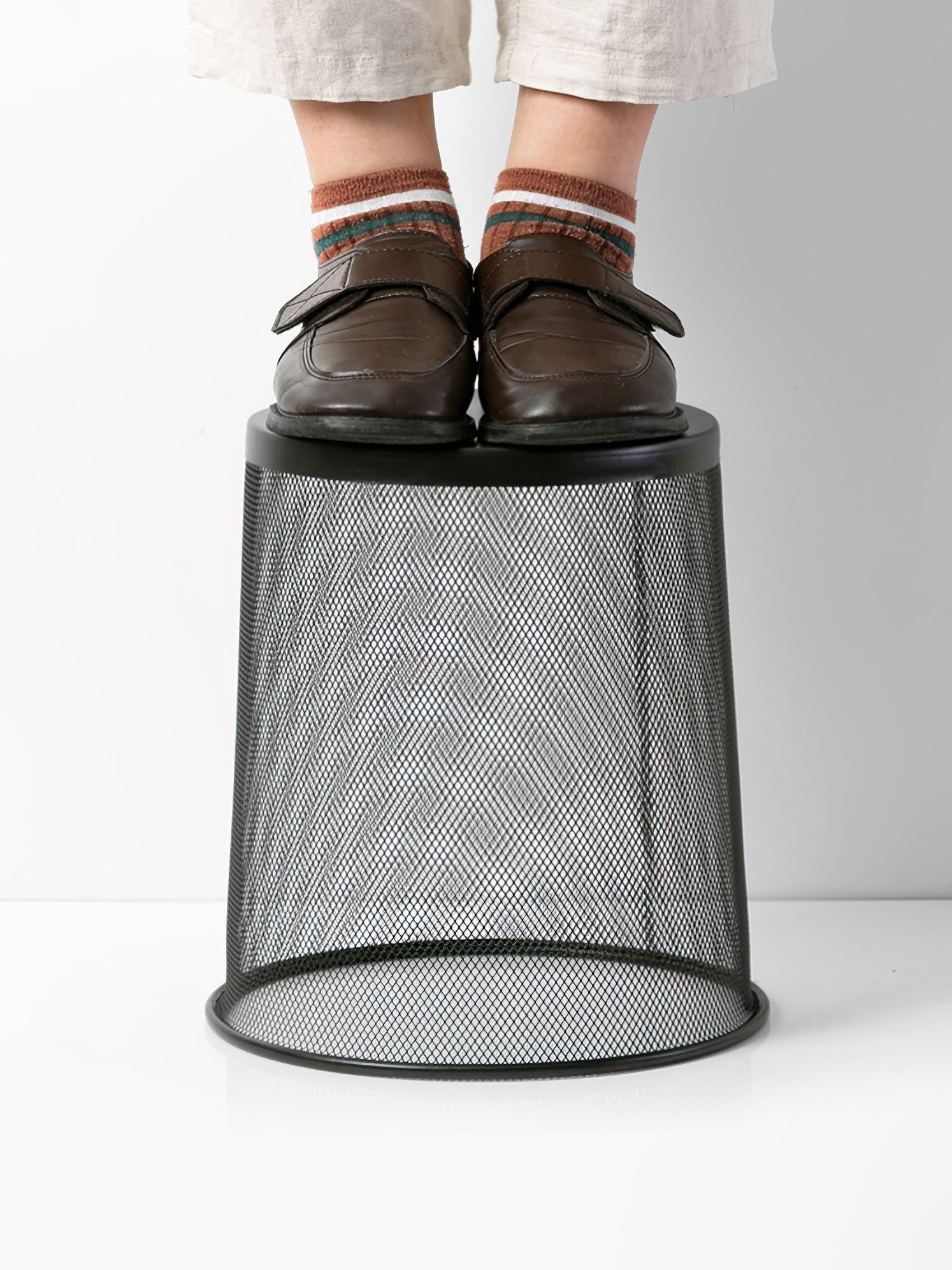 Sinoba Papierkorb Mülleimer Papierkorb Mesh aus Metall Höhe 34 cm 18 L rund, Drahtmetall – Bild 3 von 4