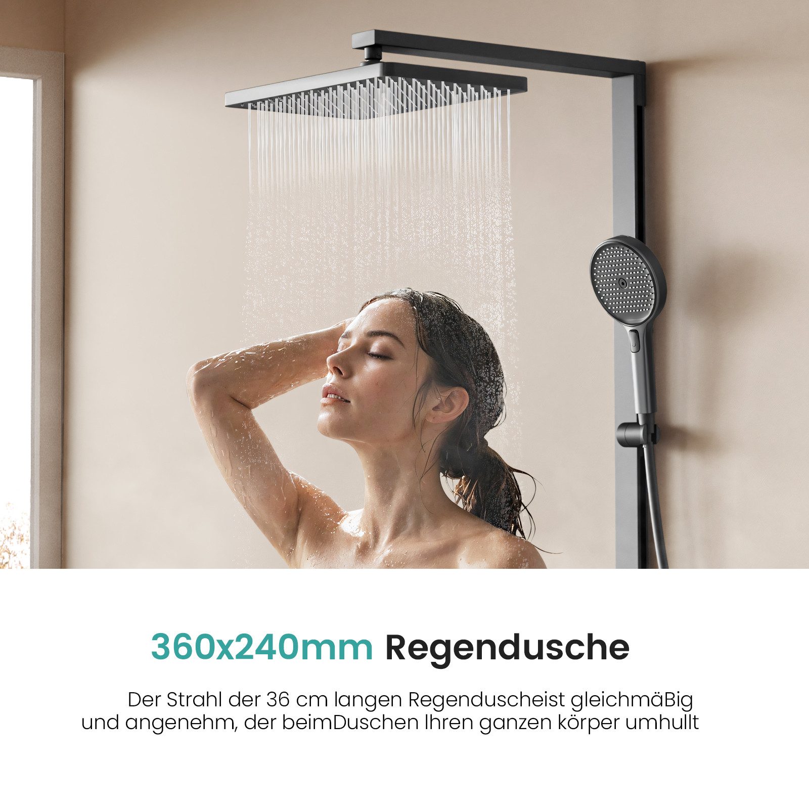 EMKE Duschsystem mit 40cm Glas Thermostat günstig online kaufen