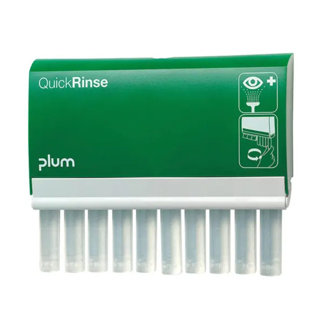 DocMed Erste-Hilfe-Set Plum QuickRinse Spender, (Wandspender für schnelle Erste Hilf, 1 St), Hygienische, sterile Augenspülampullen