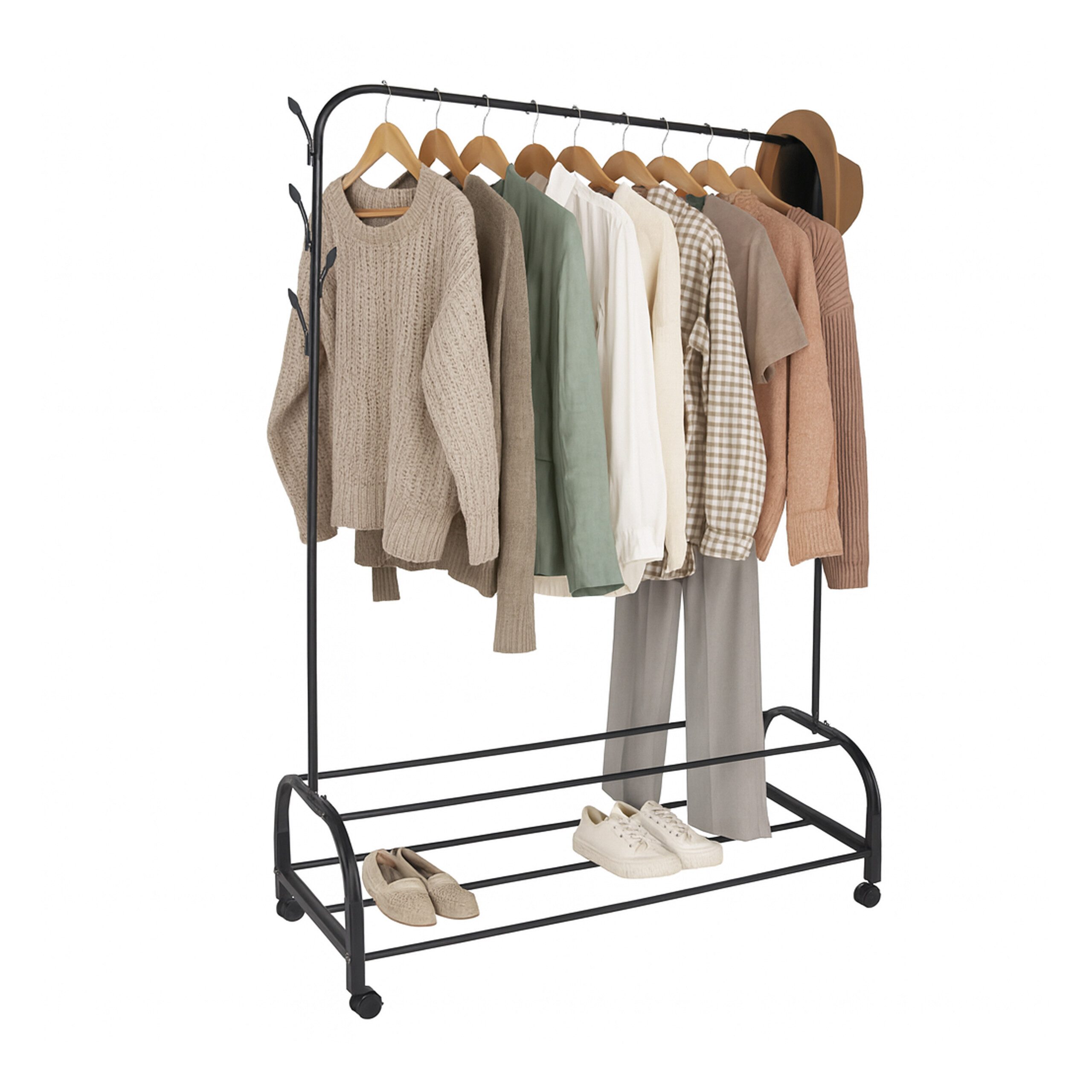 relaxdays Kleiderständer rollbar mit 2 Ablage, günstig online kaufen