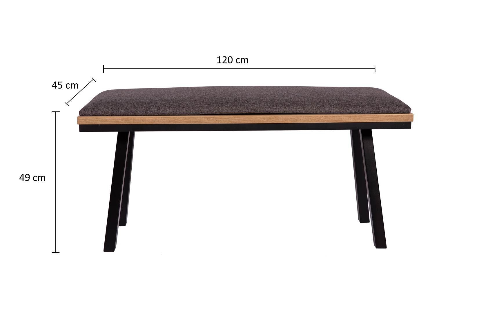Holz, Set Elegante' Füße 120cm, 3-tlg. Tisch kundler Massiv home Essgruppe 'Die Sitzbank