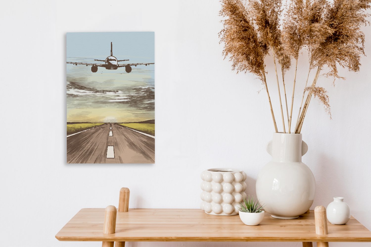 Leinwandbild (1 OneMillionCanvasses® - Flugzeuge Gemälde, bespannt 20x30 cm inkl. fertig - Sonne, Leinwandbild St), Zackenaufhänger, Himmel