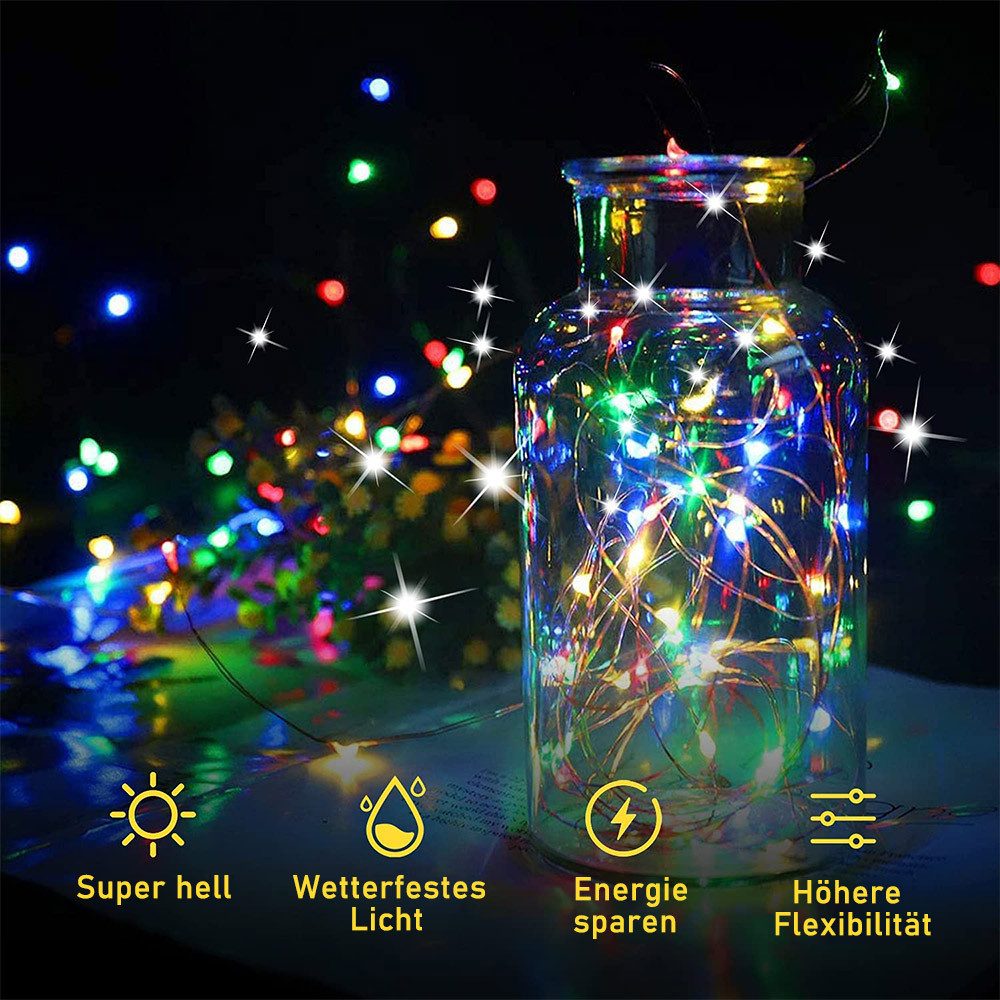 AFKSMILE LED-Lichterkette 2 USB Lichterkette mit Timer, Fernbedienung, 8 Lichtmodi, Dimmfunktion, Ideal für Schlafzimmer, Fenster, Hochzeit DIY, Party und Weihnachten