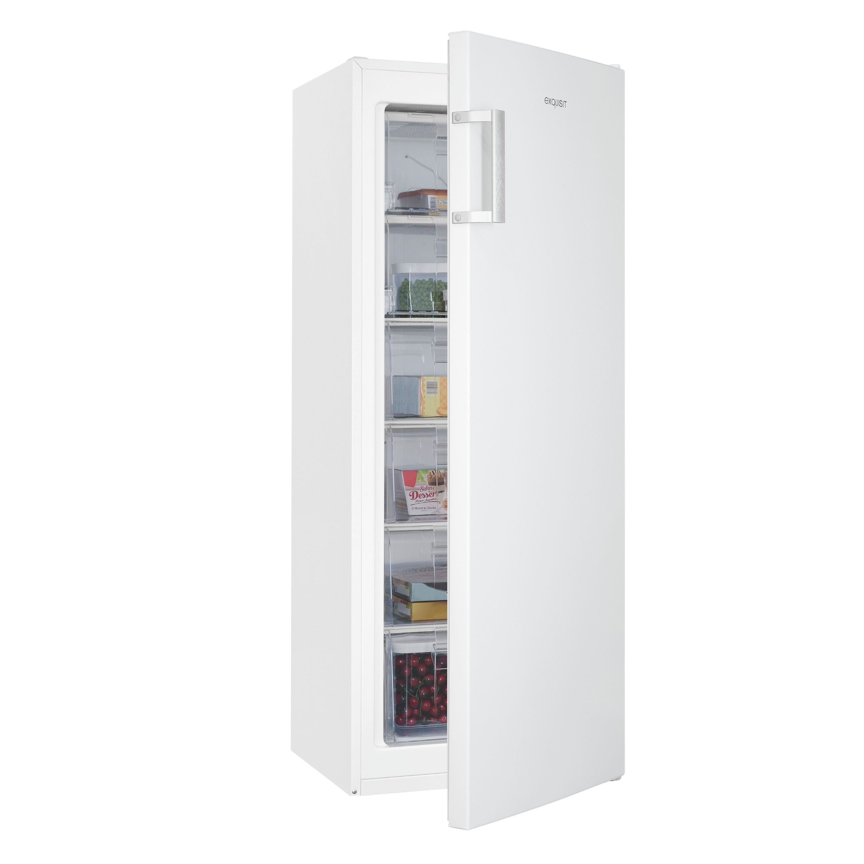 exquisit Gefrierschrank GS230-H-050D, 144 cm hoch, 54 cm breit, 4-Sterne-Gefrierung, 1 Kühlzone, wechselbarer Türanschlag