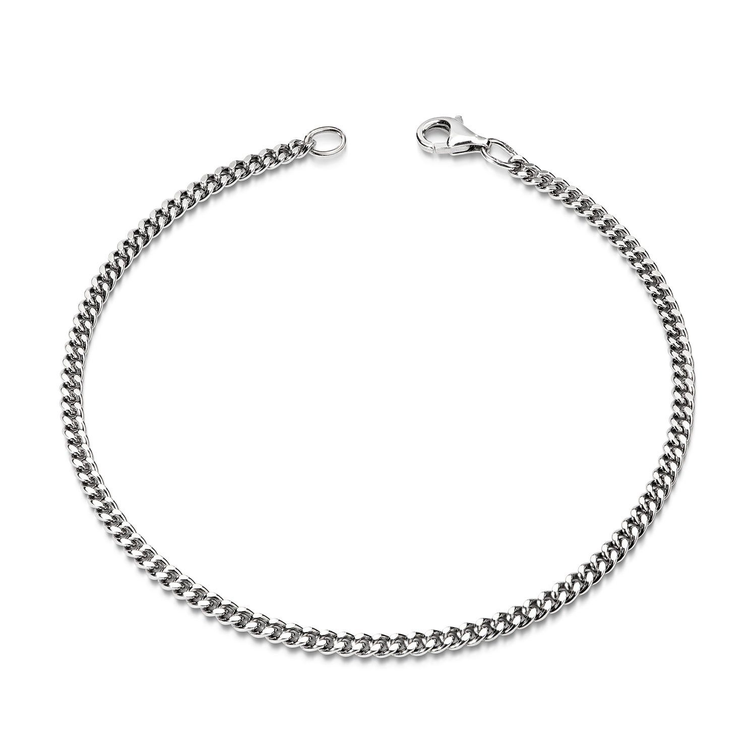 Materia Panzerarmband Damen Herren Panzerkette 2,8mm SA-134, 925 Sterling Silber, rhodiniert