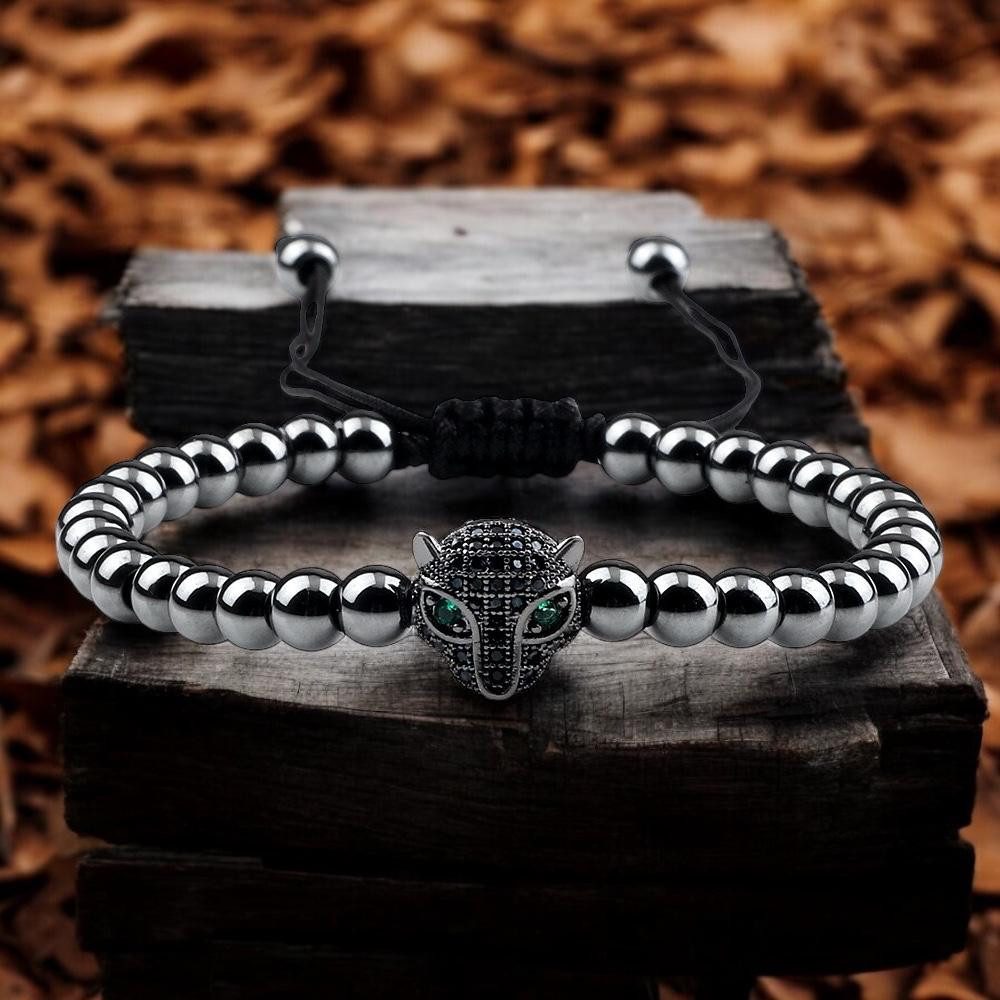 Aaron Bane Armband Aaron Bane Armband mit Hämatit und Panther-Kopf – verste günstig online kaufen