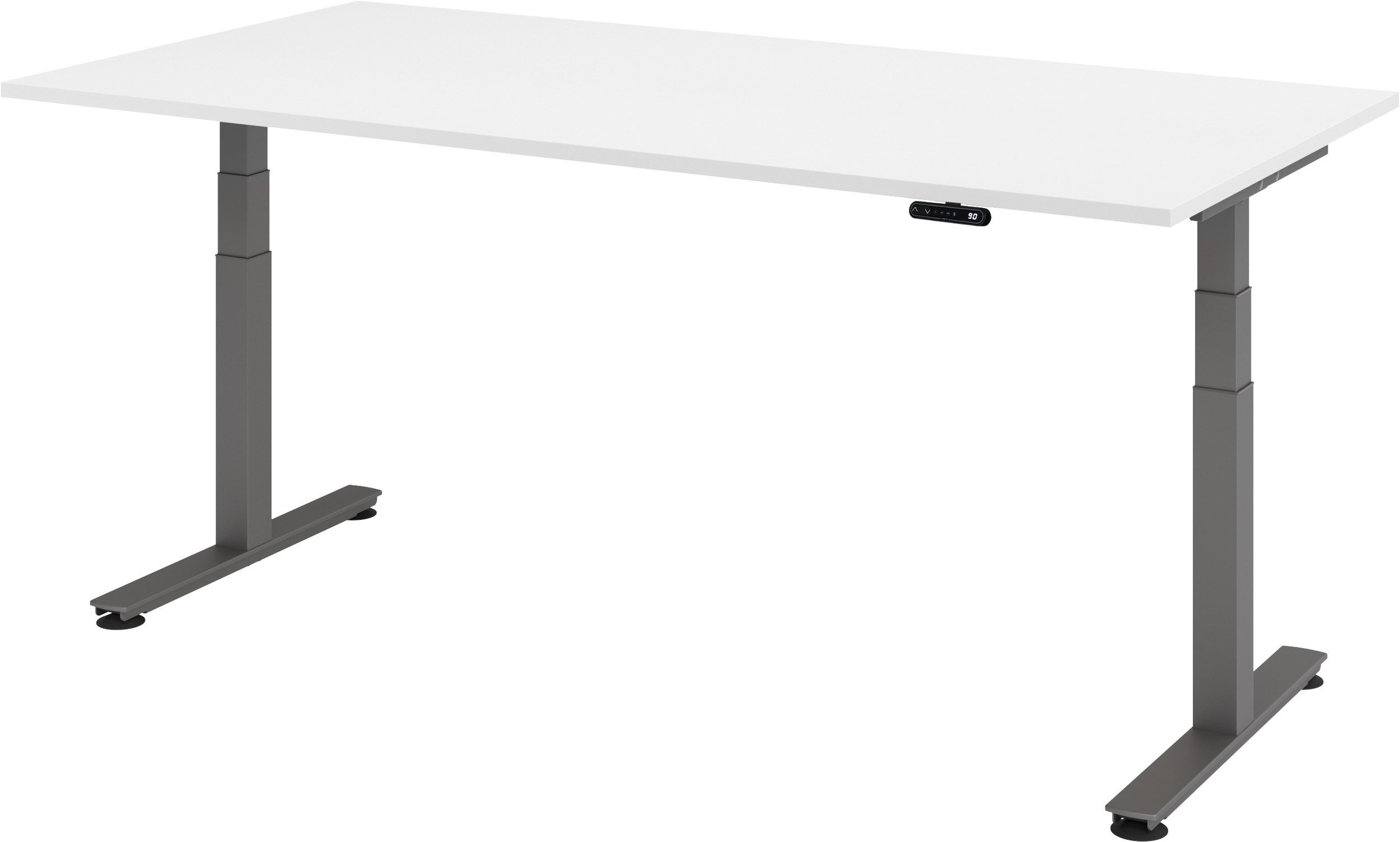 bümö Schreibtisch elektrisch XDSM - Arbeitshöhe: elektrisch höhenverstellbar, Rechteck: 200 x 100 cm - Dekor: Weiß