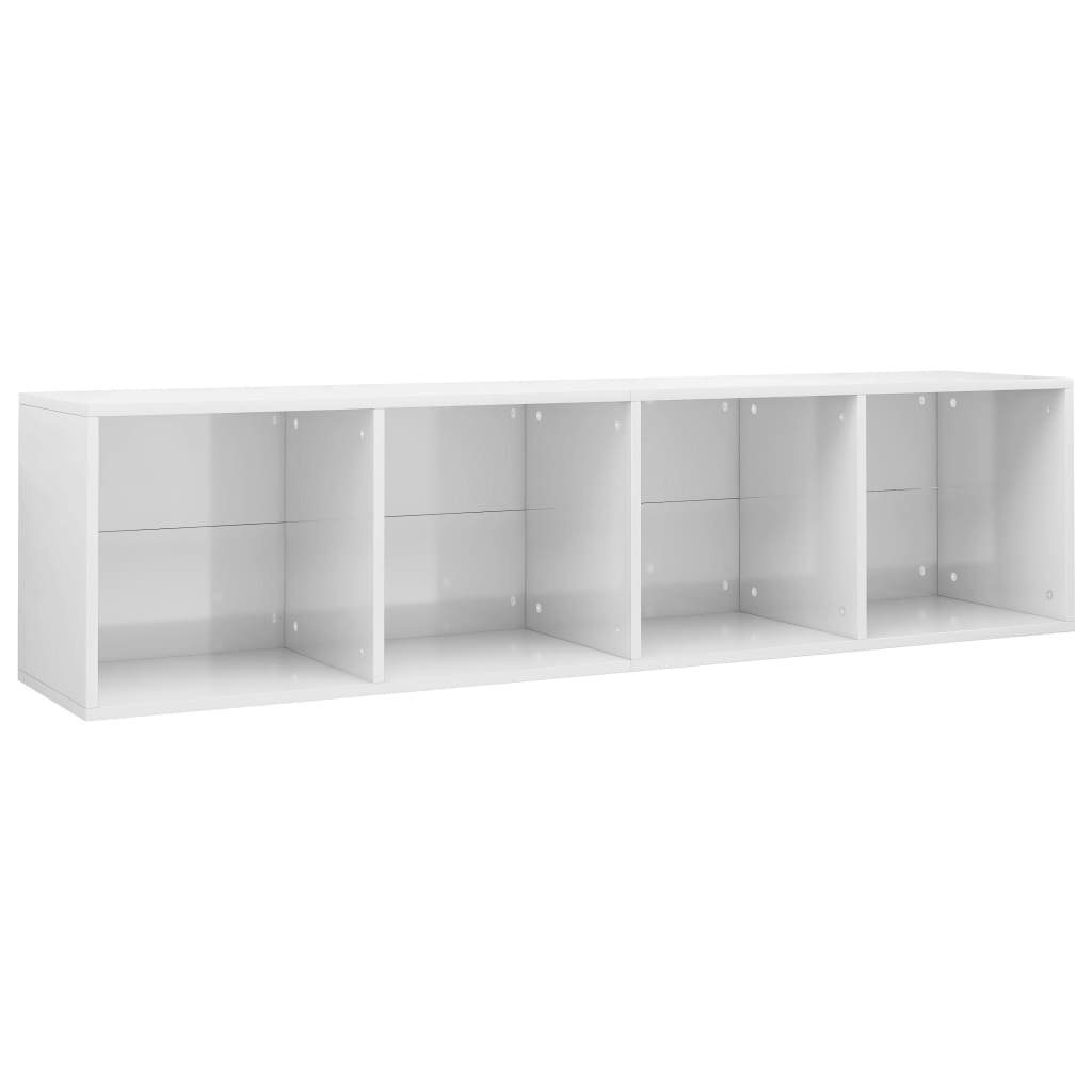 Holzwerkstoff, Bücherregal Hochglanz-Weiß Bücherregal/TV-Schrank 1-tlg. 36x30x143cm vidaXL