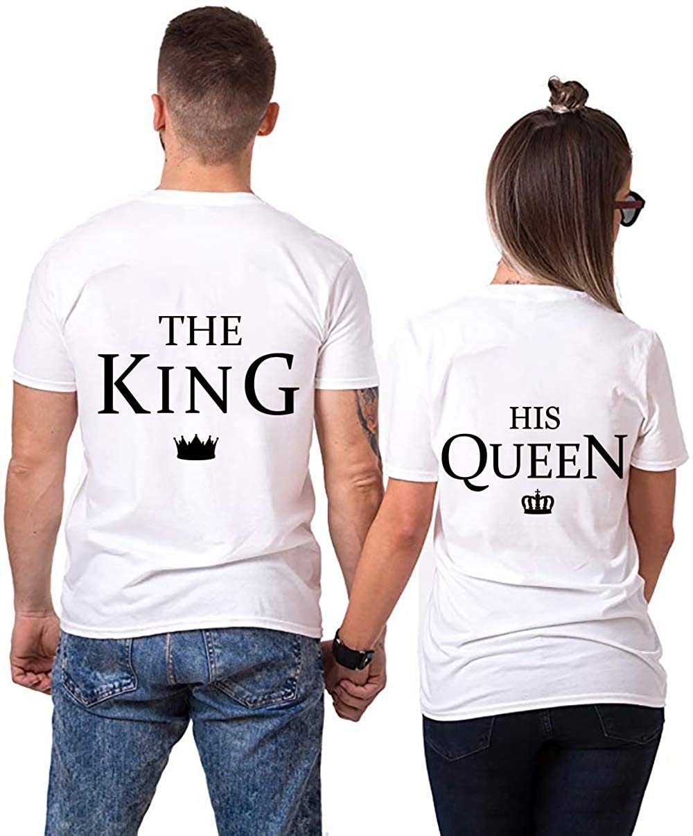 Couples Shop T-Shirt The King & His Queen Shirts für Paare mit modischem Print