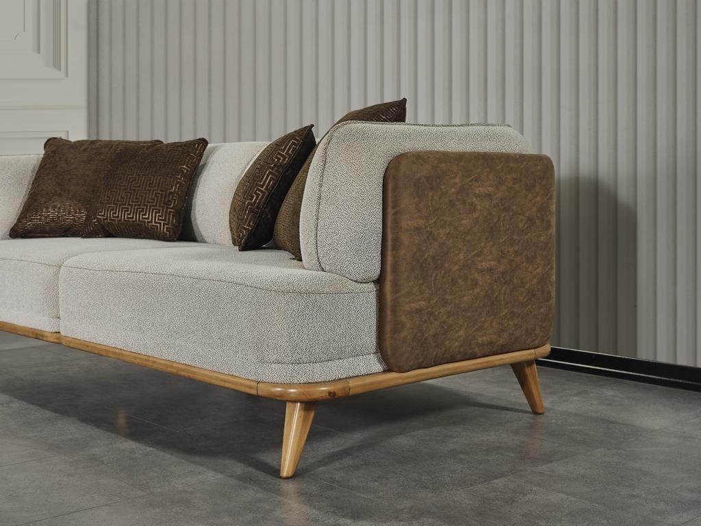 JVmoebel Wohnzimmer-Set Dreisitzer Couch Couchtisch Möbel (2-St) Holz Couchen 2tlg., Luxus Sofa