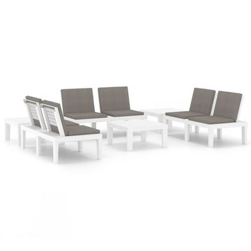 furnicato Garten-Essgruppe 6-tlg. Garten-Lounge-Set mit Auflagen Kunststoff Weiß