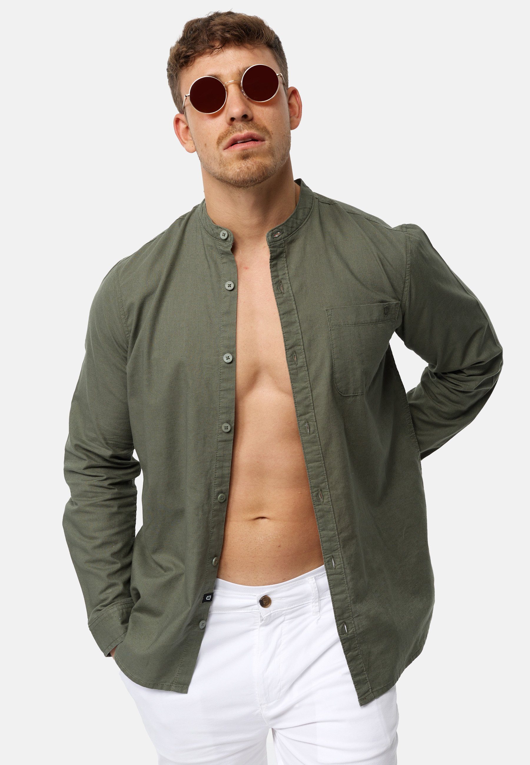 Indicode Langarmhemd Herren INRaffi Herrenhemd Langarm mit Brusttasche und günstig online kaufen