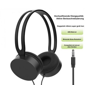 yozhiqu Macaron-Farb-Kopfhörer mit Kabel – Mikrofon und Geräuschunterdrückung Over-Ear-Kopfhörer (Stereoerlebnis, Kopfhörer für MP3, Handy, Musik und Klavier)