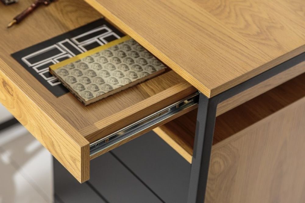 Invicta Konsolentisch Moderner DION Eck-Schreibtisch Schubladen 130cm Eichenoptik