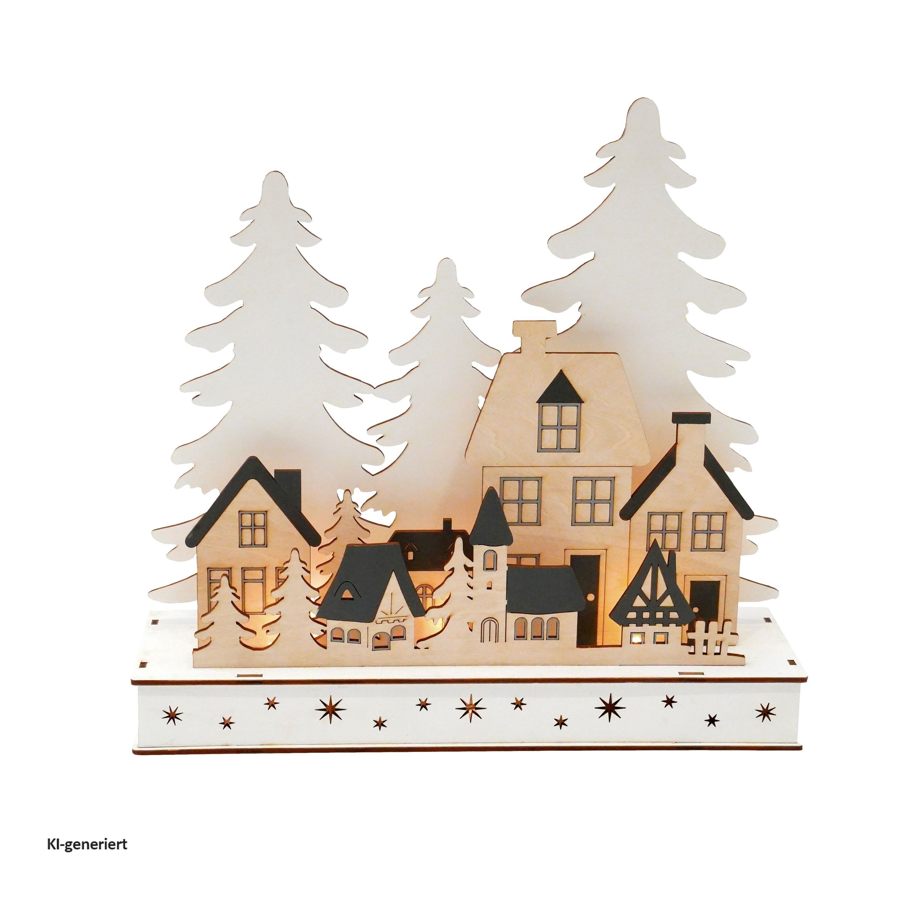 HTI-Living Weihnachtsszene LED Weihnachtsdeko Dorfsilhouette, Leuchtdeko batteriebetrieben