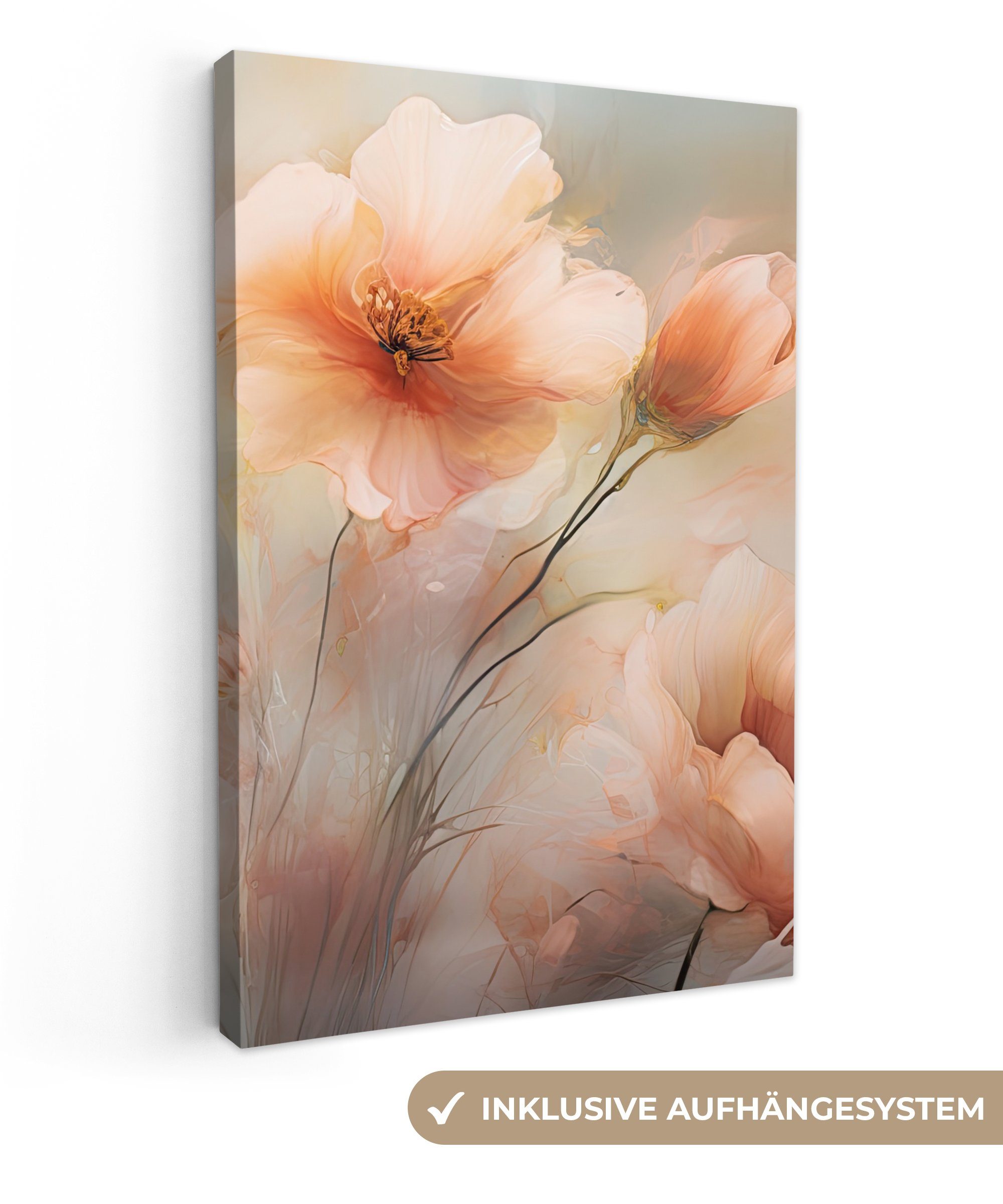 OneMillionCanvasses® Leinwandbild Blumen - Pastell - Kunst - Mohnblumen - A günstig online kaufen