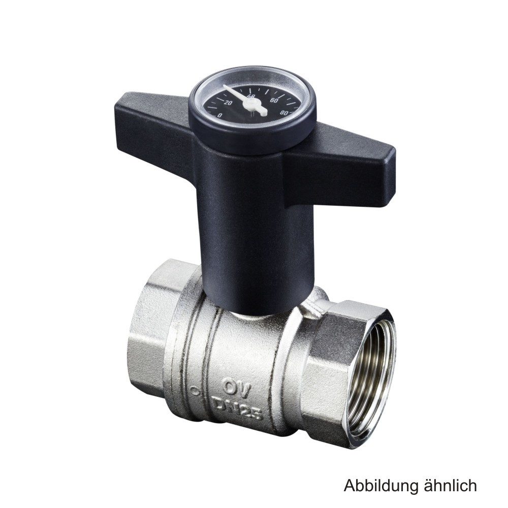Oventrop Wasserrohr Oventrop Optibal Kugelhahn mit Thermometer, Knebelgriff, beids. IG 1 1