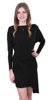 Sarcia.eu Minikleid Asymmetrisches Mini Wickel Kleid mit Raffungen Dolmanärmel Schwarz XL
