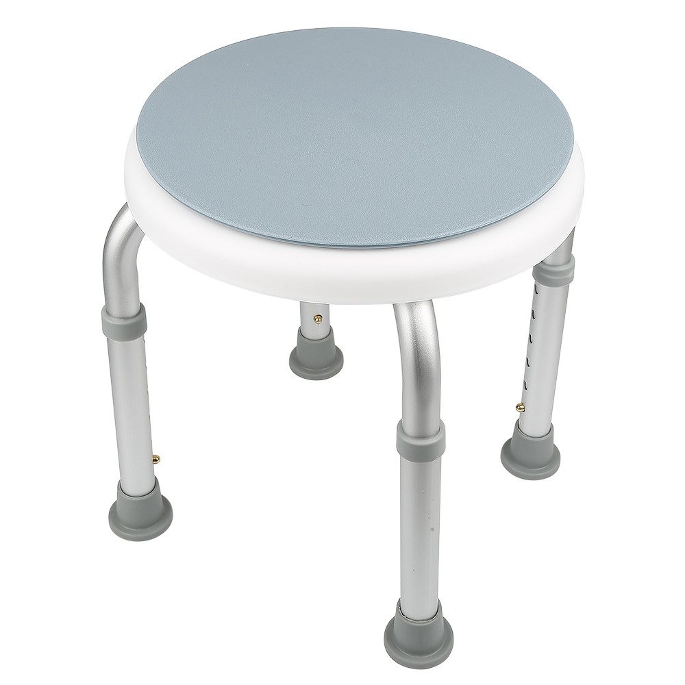 JEOBEST Duschhocker 360° drehbarer Duschstuhl, Duschhilfe, Anti-Rutsch Duschsitz, Höhenverstellbar, Aluminium-Rahmen, Belastbar bis 100 kg