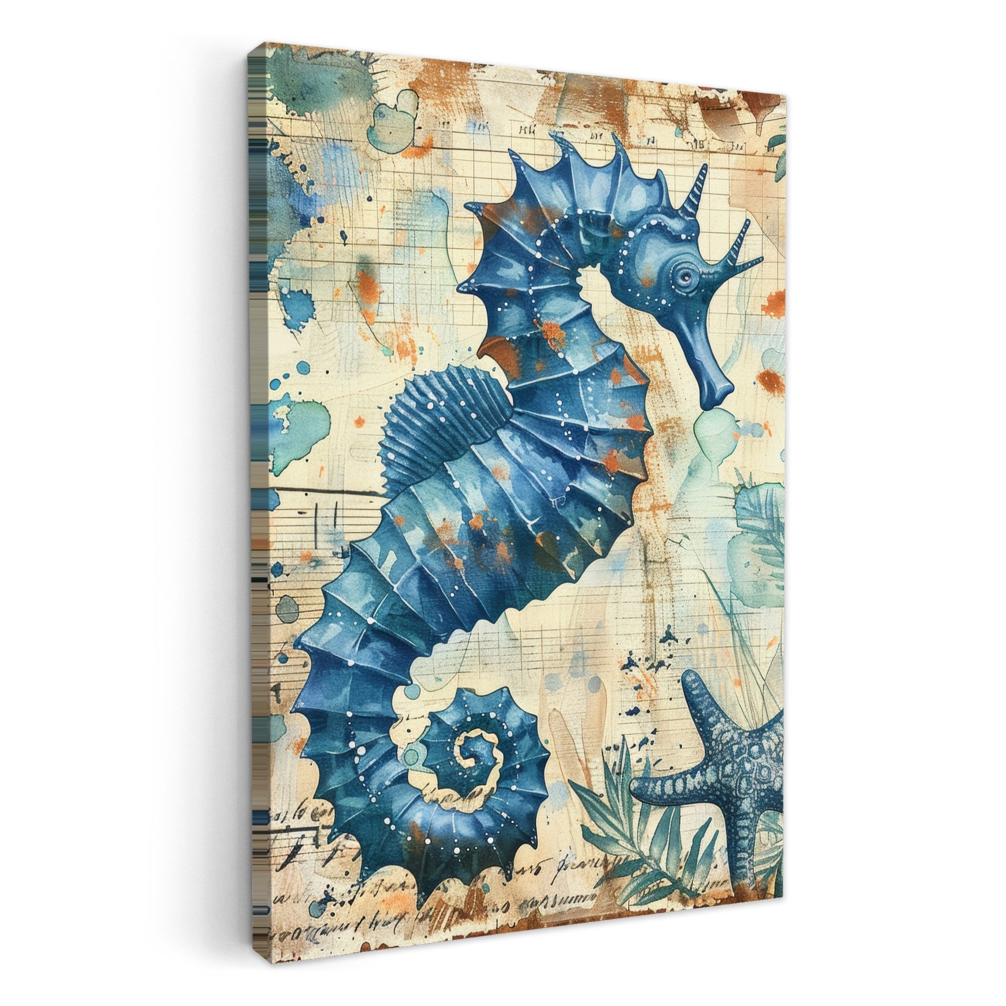 OneMillionCanvasses® Leinwandbild Vintage - Meerestiere - Seepferdchen - Aq günstig online kaufen