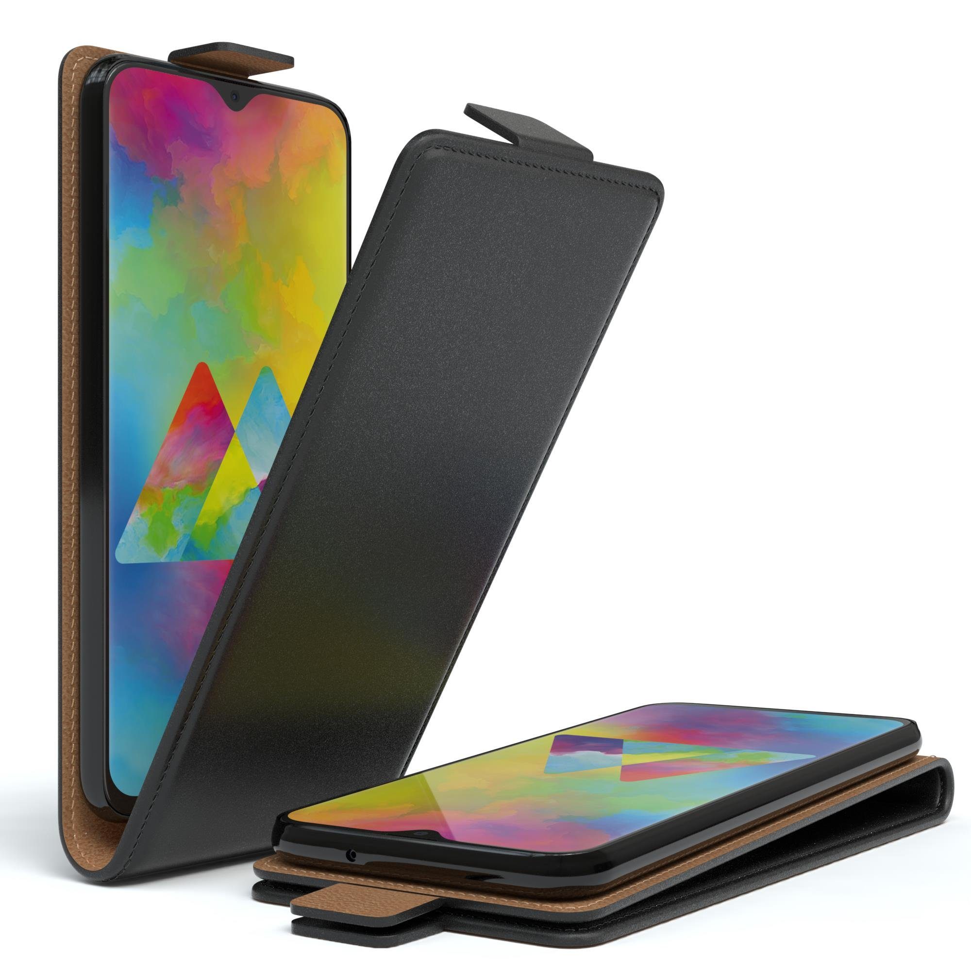 EAZY CASE Handyhülle Flipcase für Samsung Galaxy M20 6,3 Zoll, Tasche Klapphülle Handytasche zum Aufklappen Etui Kunstleder Schwarz