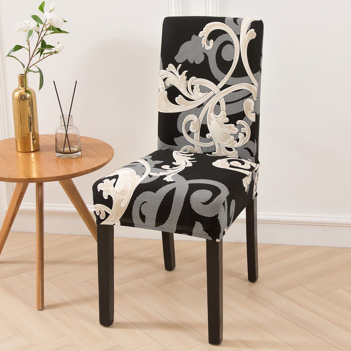 Stuhlhusse Geometrische Stuhlhusse Set mit Blumenmuster in Erhältlich in 17Farben, BTTO, Sitzflächenhusse langlebig verfügbar für Esszimmer Party Dekor Farbe#4