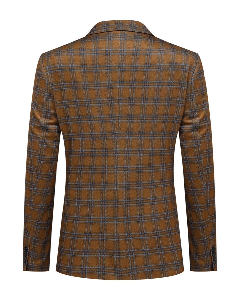 Allthemen Sakko Slim Fit Anzugjacke mit Karo Muster