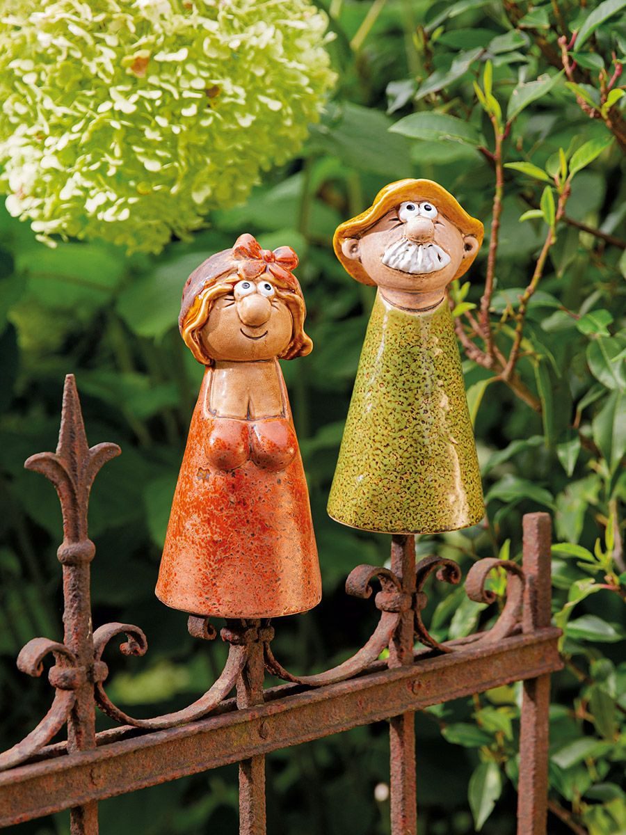 MF Gartenzaun 2er Set Hans & Hilde Zaunhocker Set – Keramikfiguren für Gart günstig online kaufen
