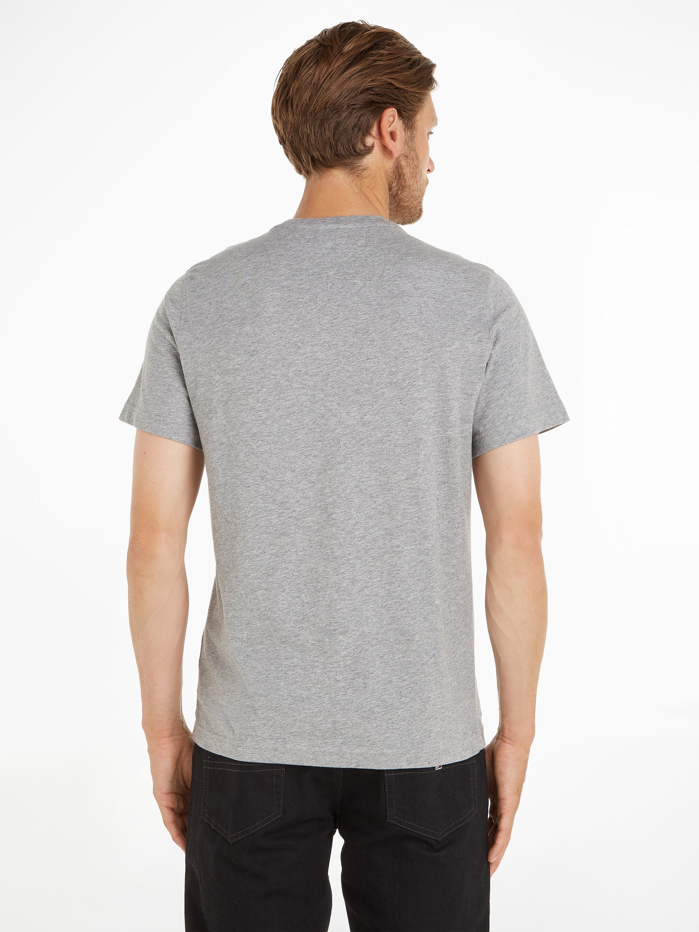 TEE mit grey Rundhalsausschnitt T-Shirt TJM SOLID lt. ESSENTIAL Jeans Tommy Fit Regular Logo-Flag und htr dezenter