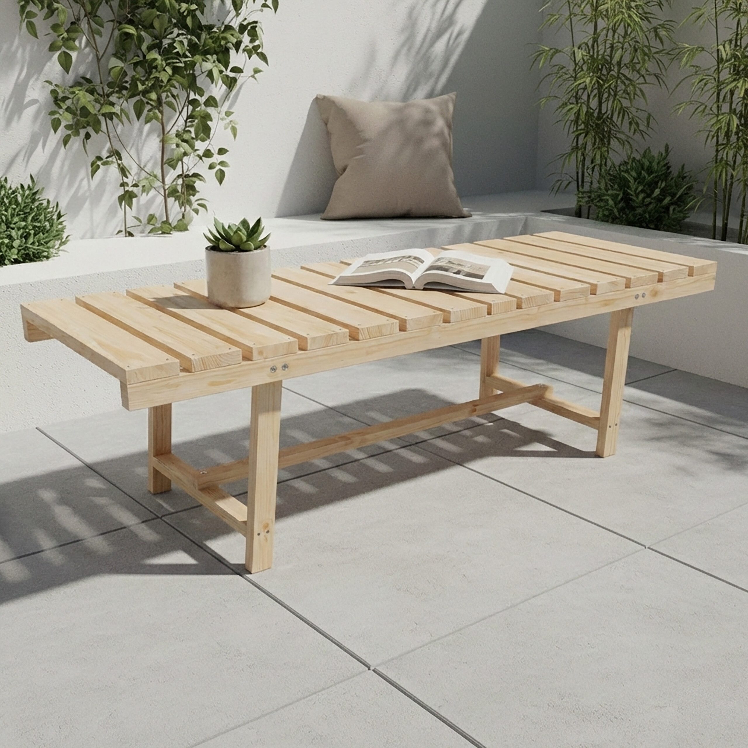 relaxdays Gartenbank 2 Sitzer Tannenholz, natur