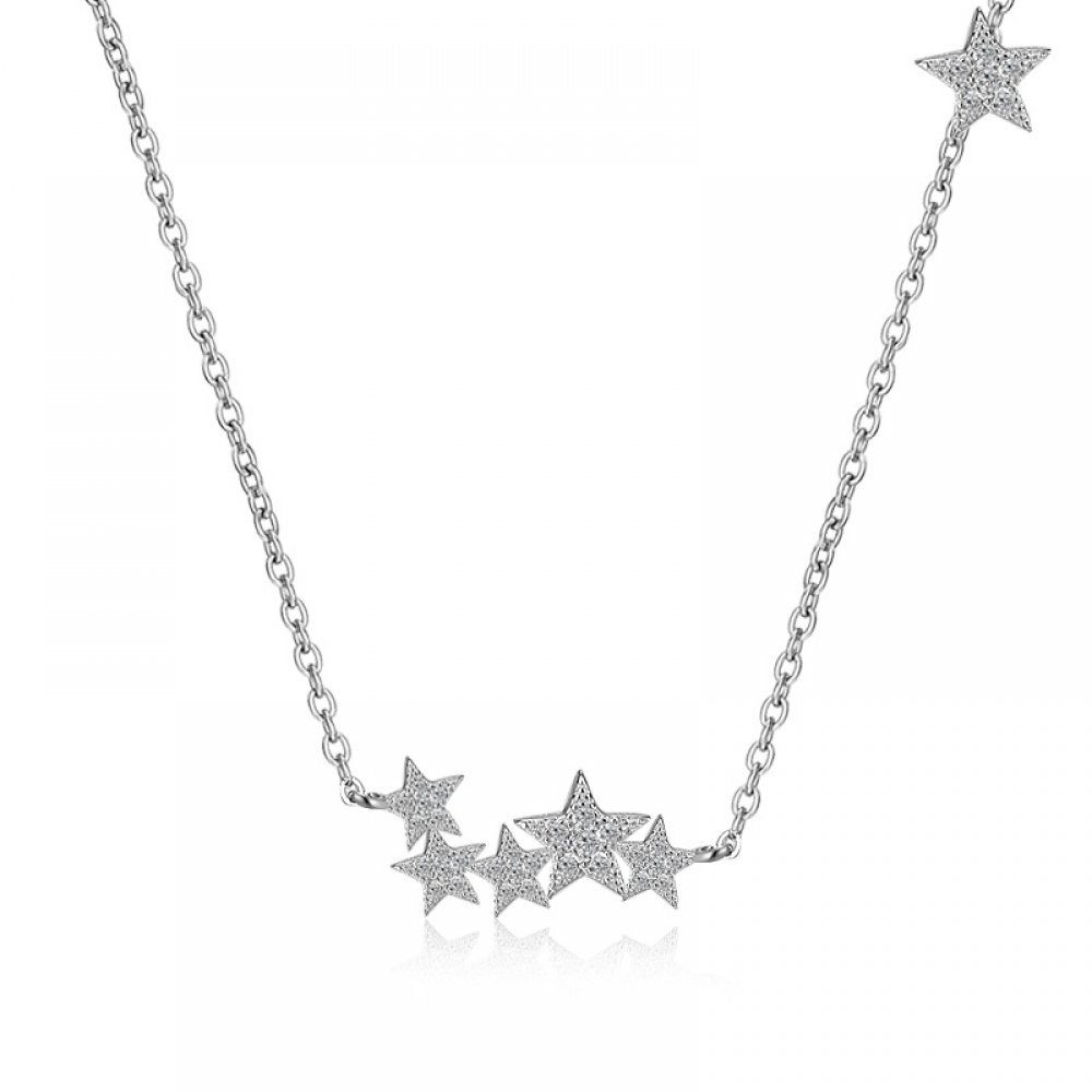 Invanter Fußkette mit Halskette Diamant besetzt Schlüsselbein (1-tlg), Inklusive fünf Damen Geschenktüte Anhänger spitze Stern
