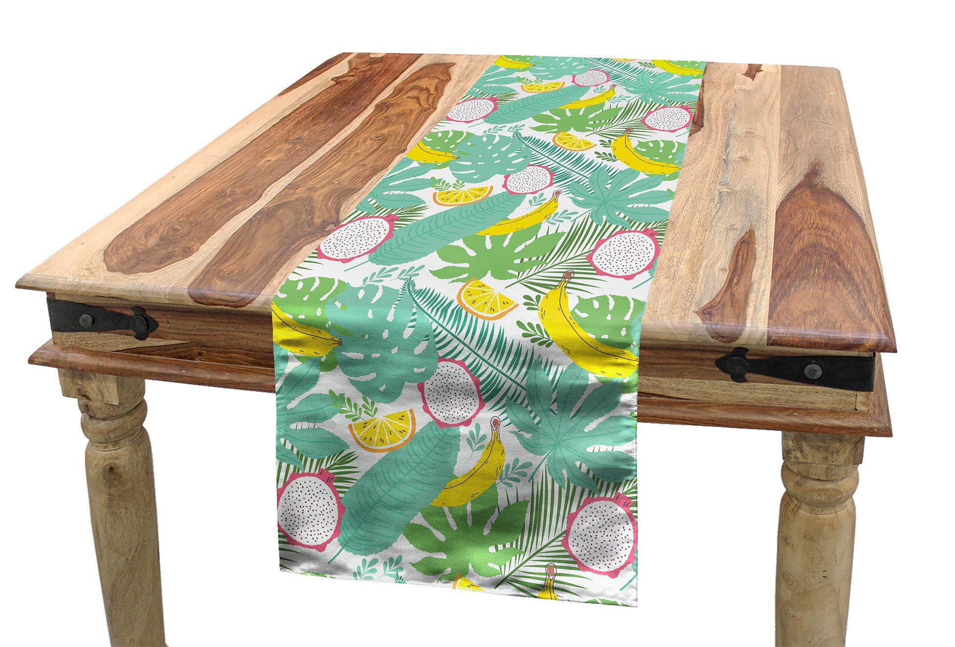 Abakuhaus Tischläufer Esszimmer Küche Rechteckiger Dekorativer Tischläufer, Tropisch Monstera Banana Leaves