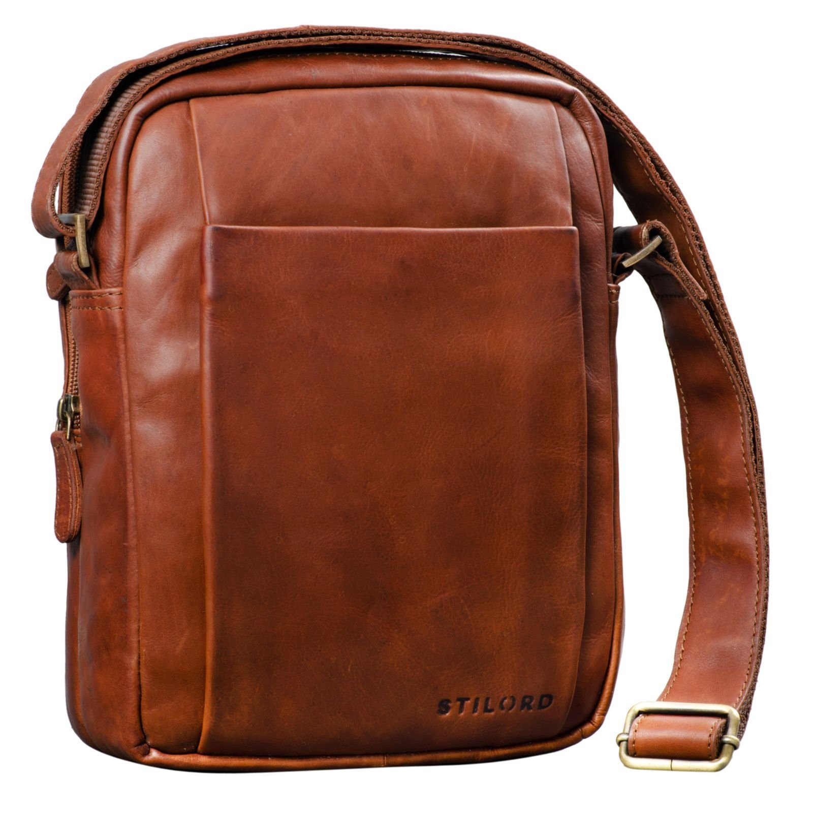 STILORD Messenger Bag "Harry" Leder Schultertasche Vintage braun - cognac Männer