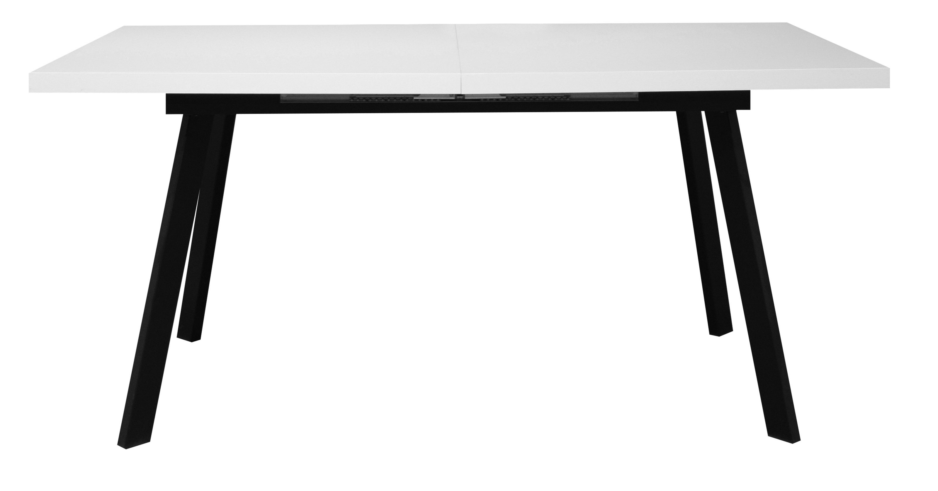 freiraum Esstisch Big System (ausziehbar), (ausziehbar) in schwarz matt / weiß matt lack